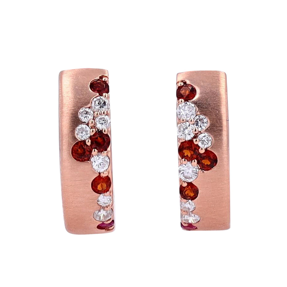 14K RG Garnet & Ruby Huggies