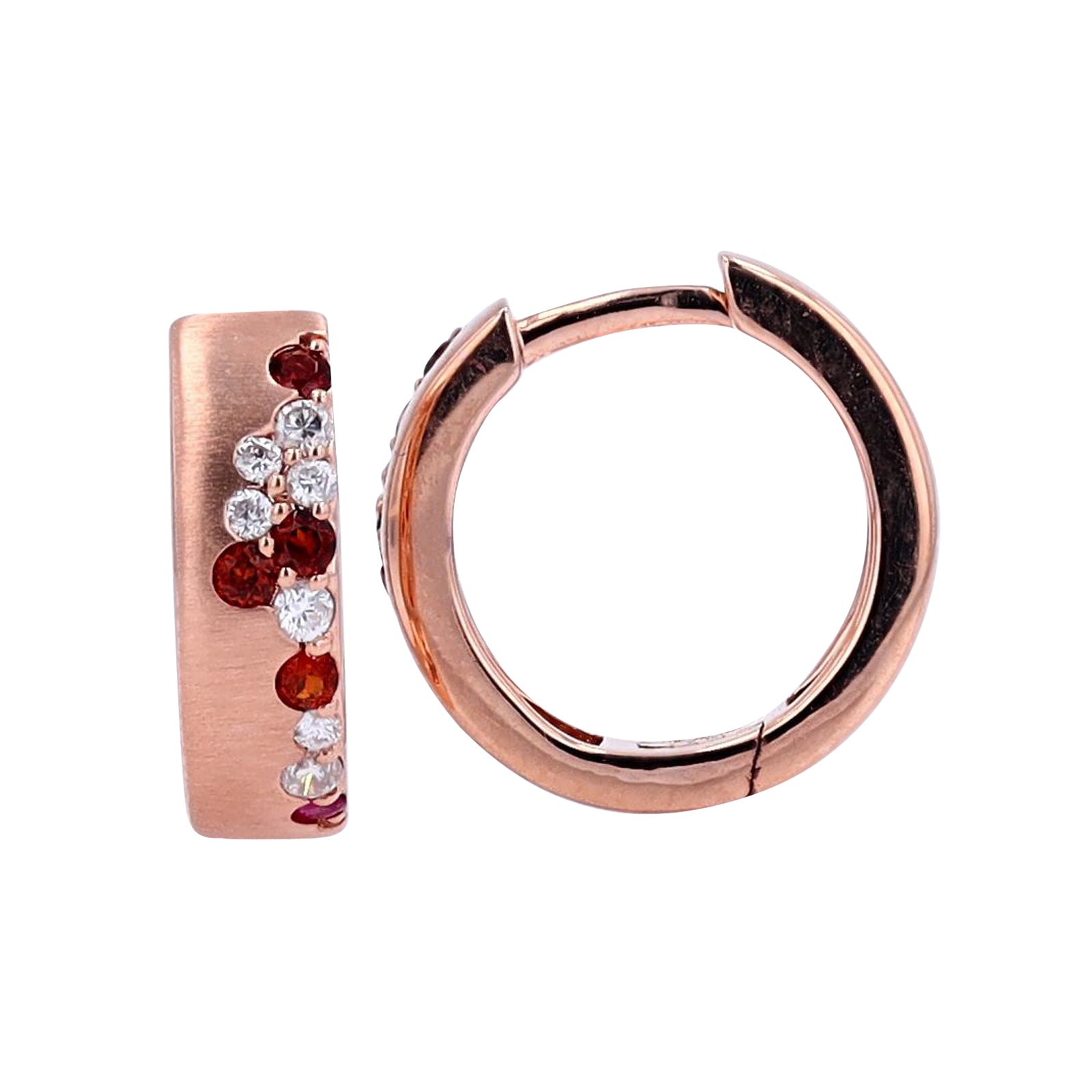 14K RG Garnet & Ruby Huggies