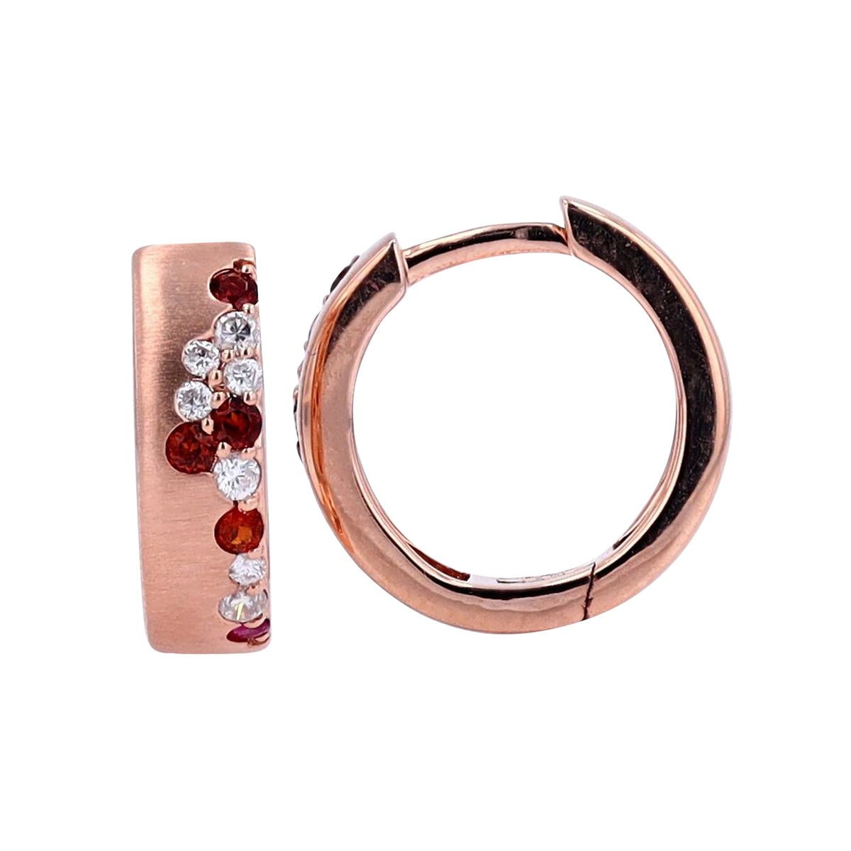 14K RG Garnet & Ruby Huggies