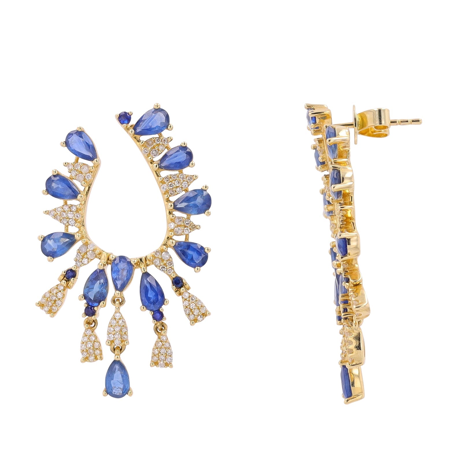 14K Sapphire & Diamond Earrings<p><strong>More Colors Available</p></strong>