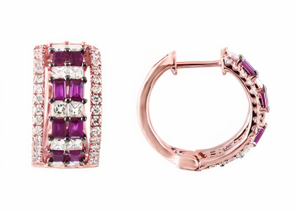 14K EFFY RG 0.84 CT Ruby Hoops