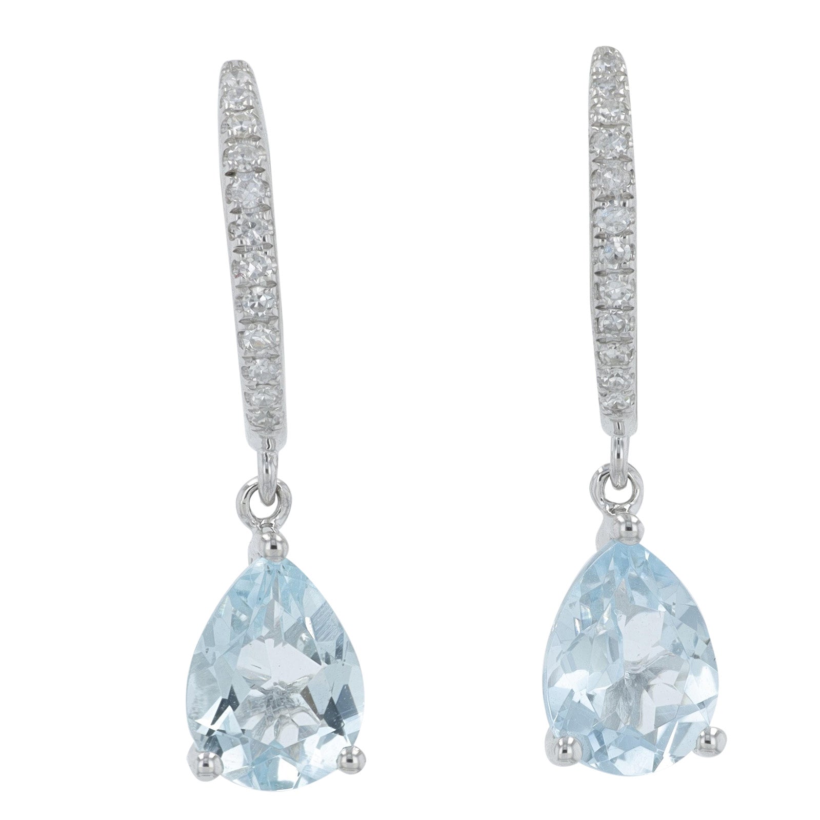 14K WG 1.95 CT Aquamarine Drop Earrings