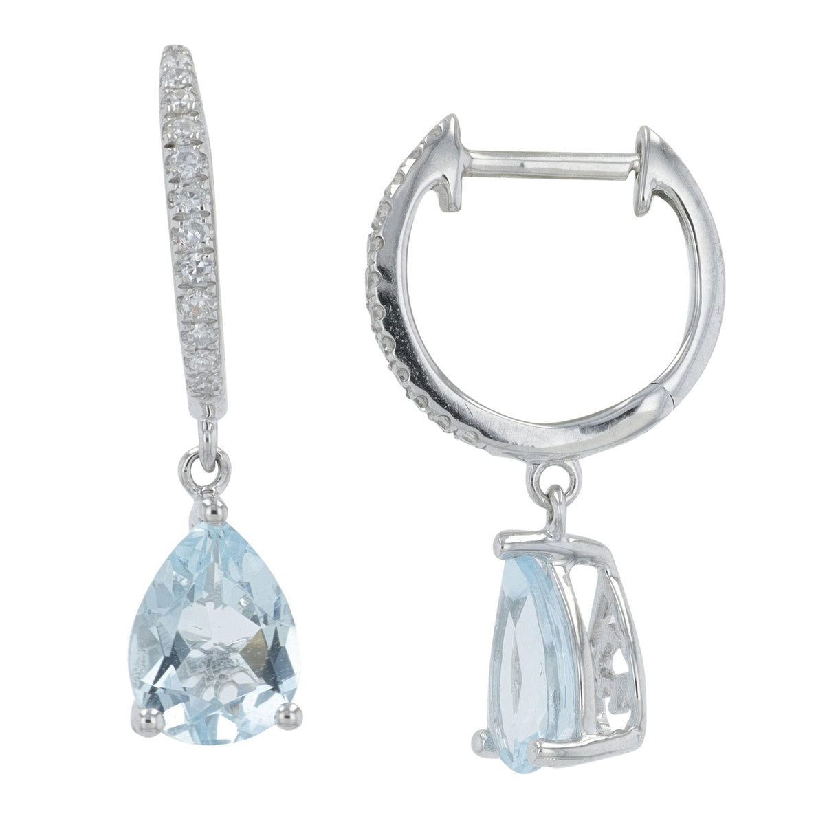 14K WG 1.95 CT Aquamarine Drop Earrings