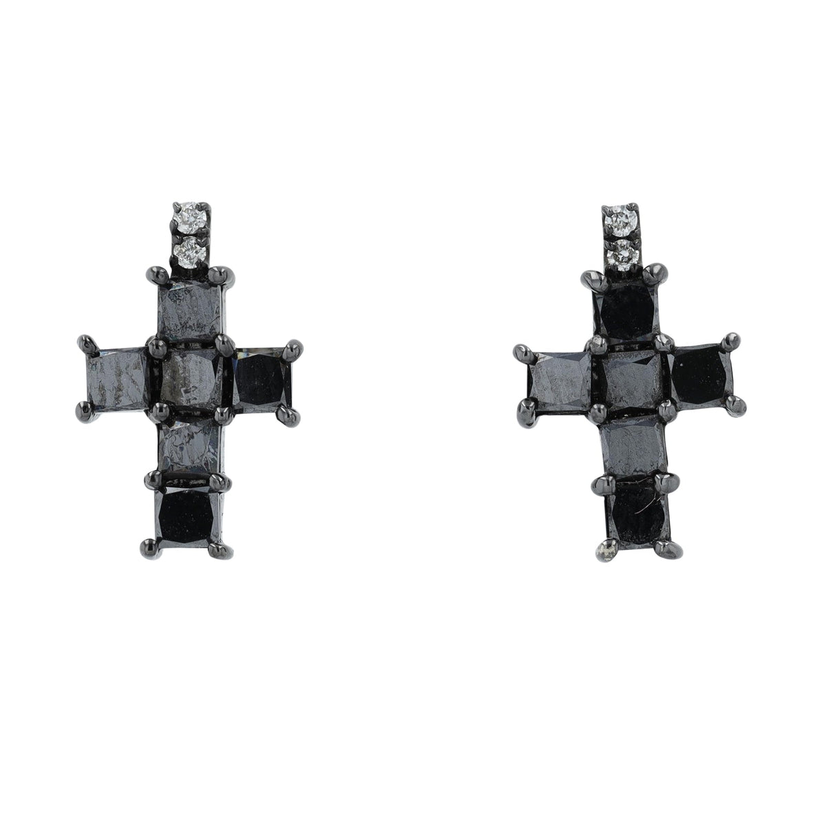 18K WG 1.50 CTW Diamond Cross Earrings