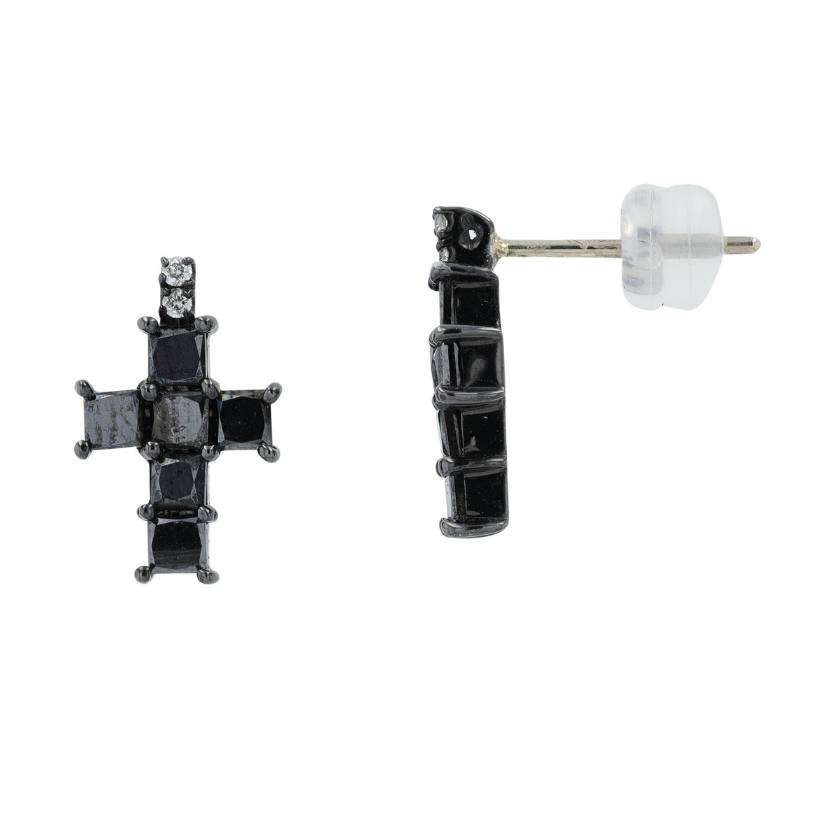 18K WG 1.50 CTW Diamond Cross Earrings