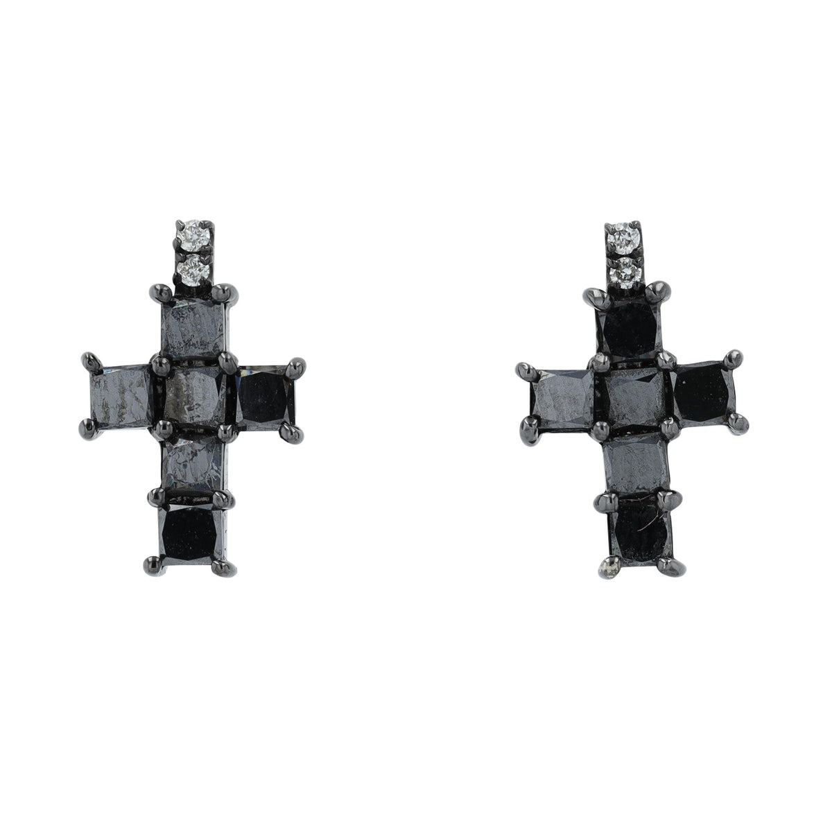 18K WG 1.72 CTW Diamond Cross Earrings