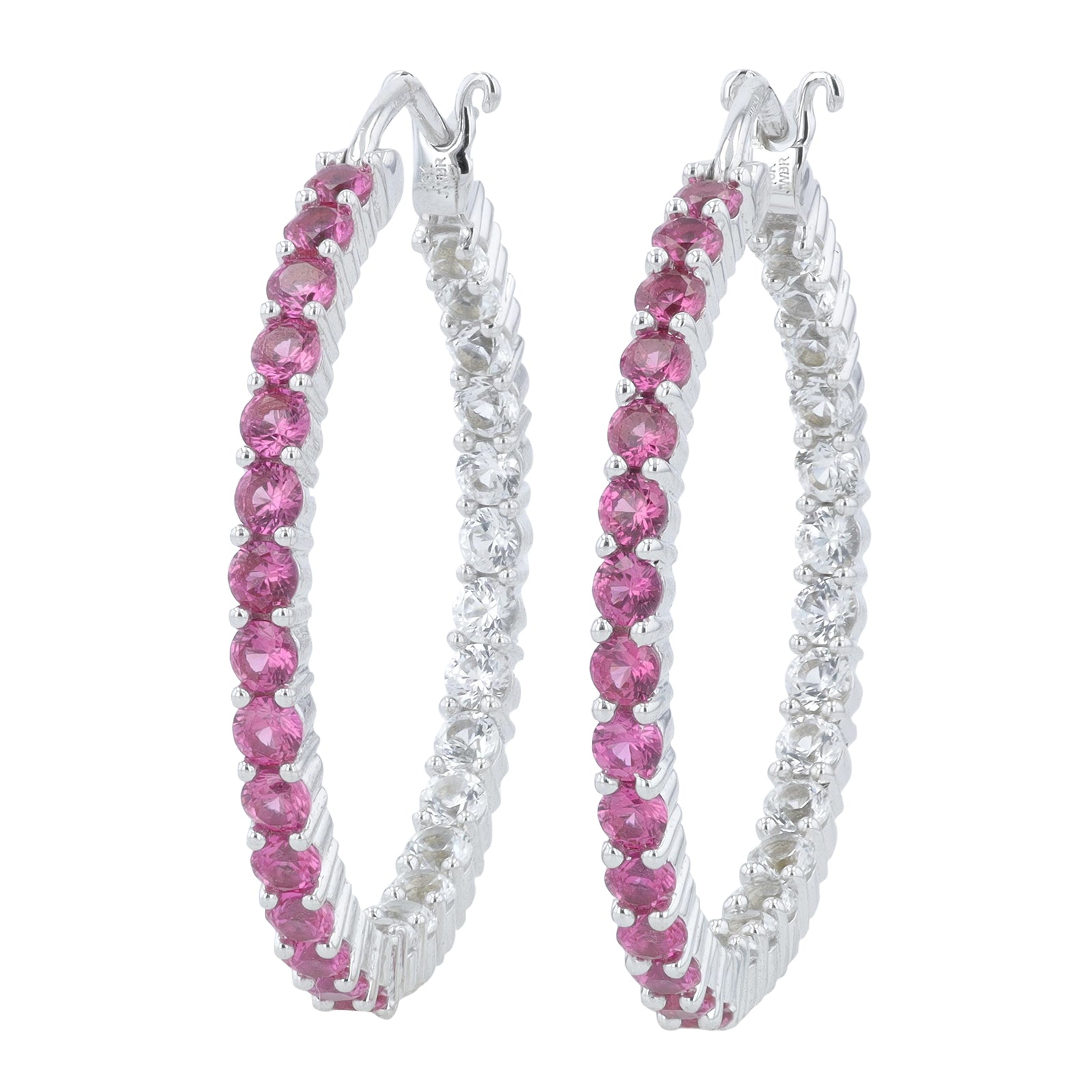 10K WG Created Gemstone Inside-Out Hoops<p><strong>More Colors Available</p></strong>