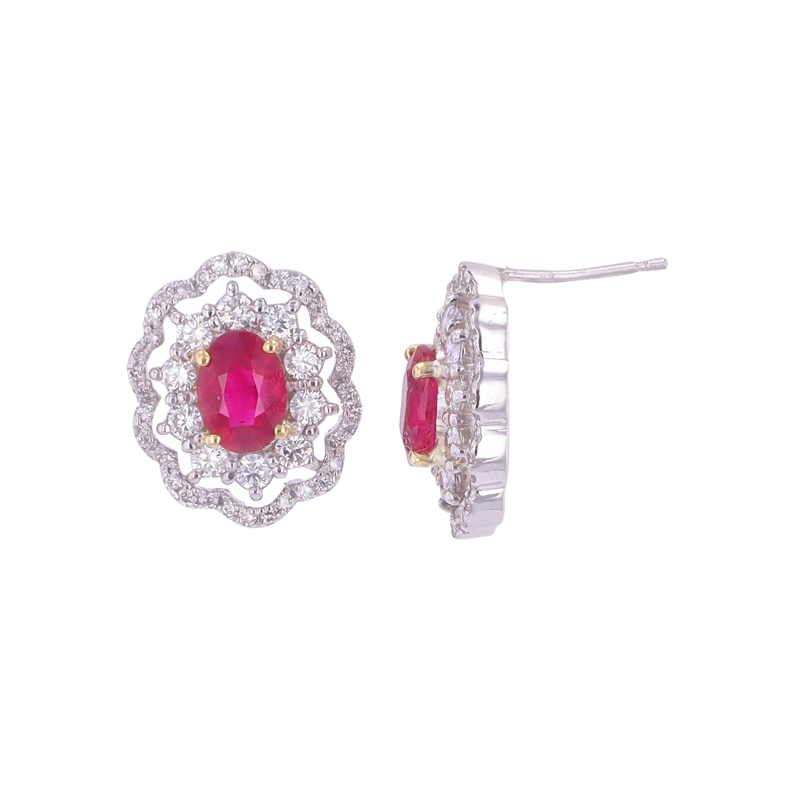 PT900 2.13 CTW Burma Ruby Earrings<p>GRL Available<p/><stron/>