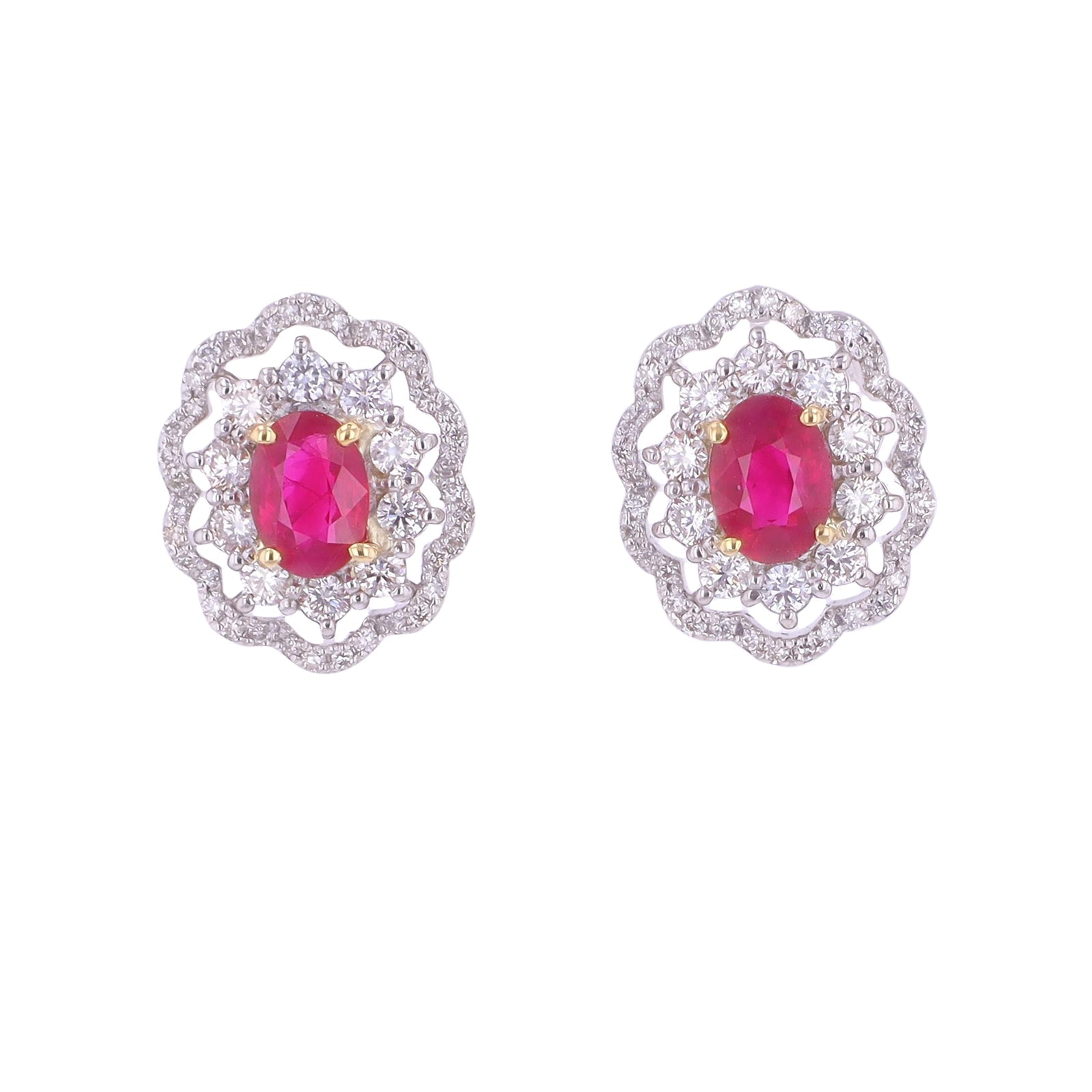 PT900 2.13 CTW Burma Ruby Earrings<p>GRL Available<p/><stron/>
