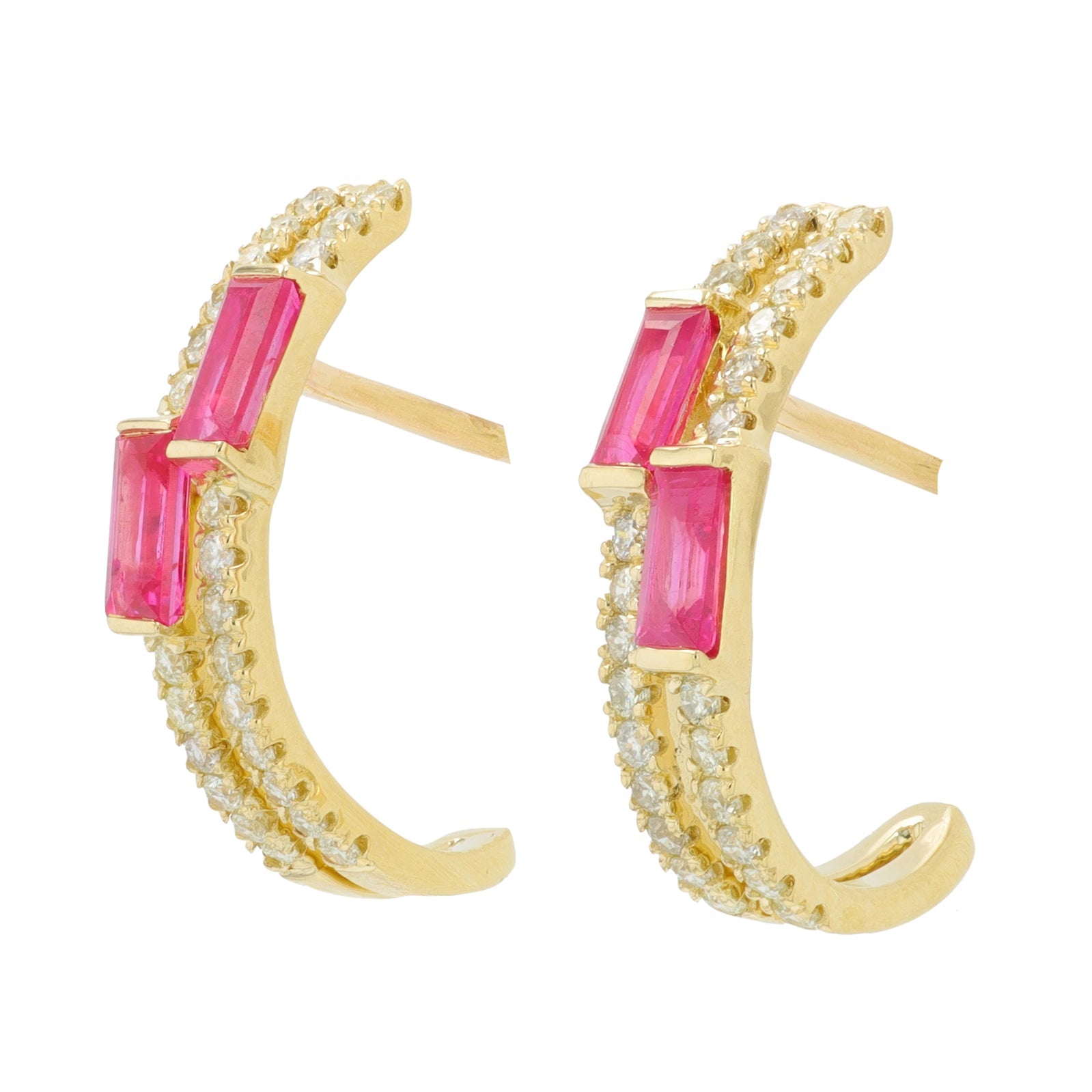 14K Gemstone J-Hoop Earrings<p><strong>More Colors Available</p></strong>