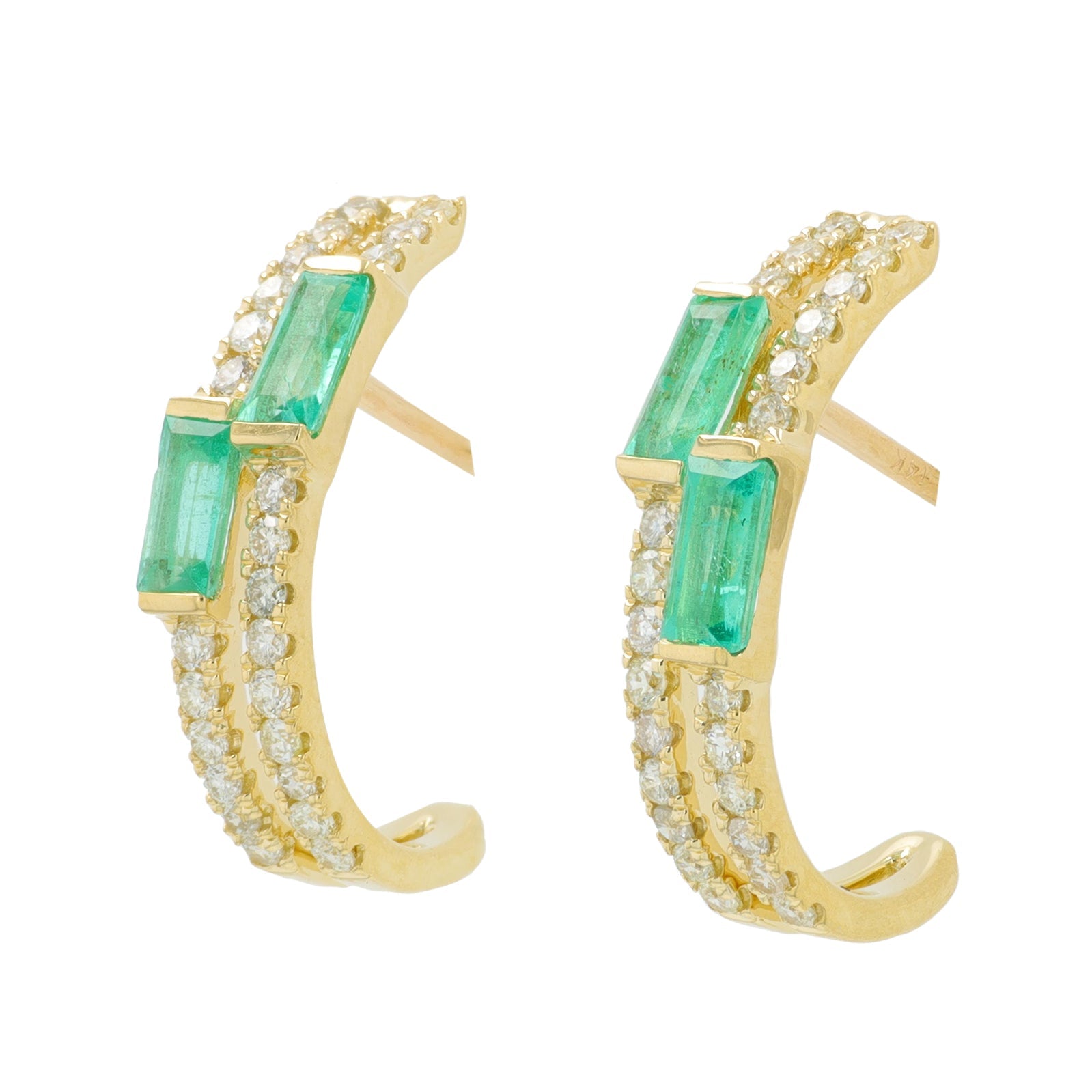 14K Gemstone J-Hoop Earrings<p><strong>More Colors Available</p></strong>