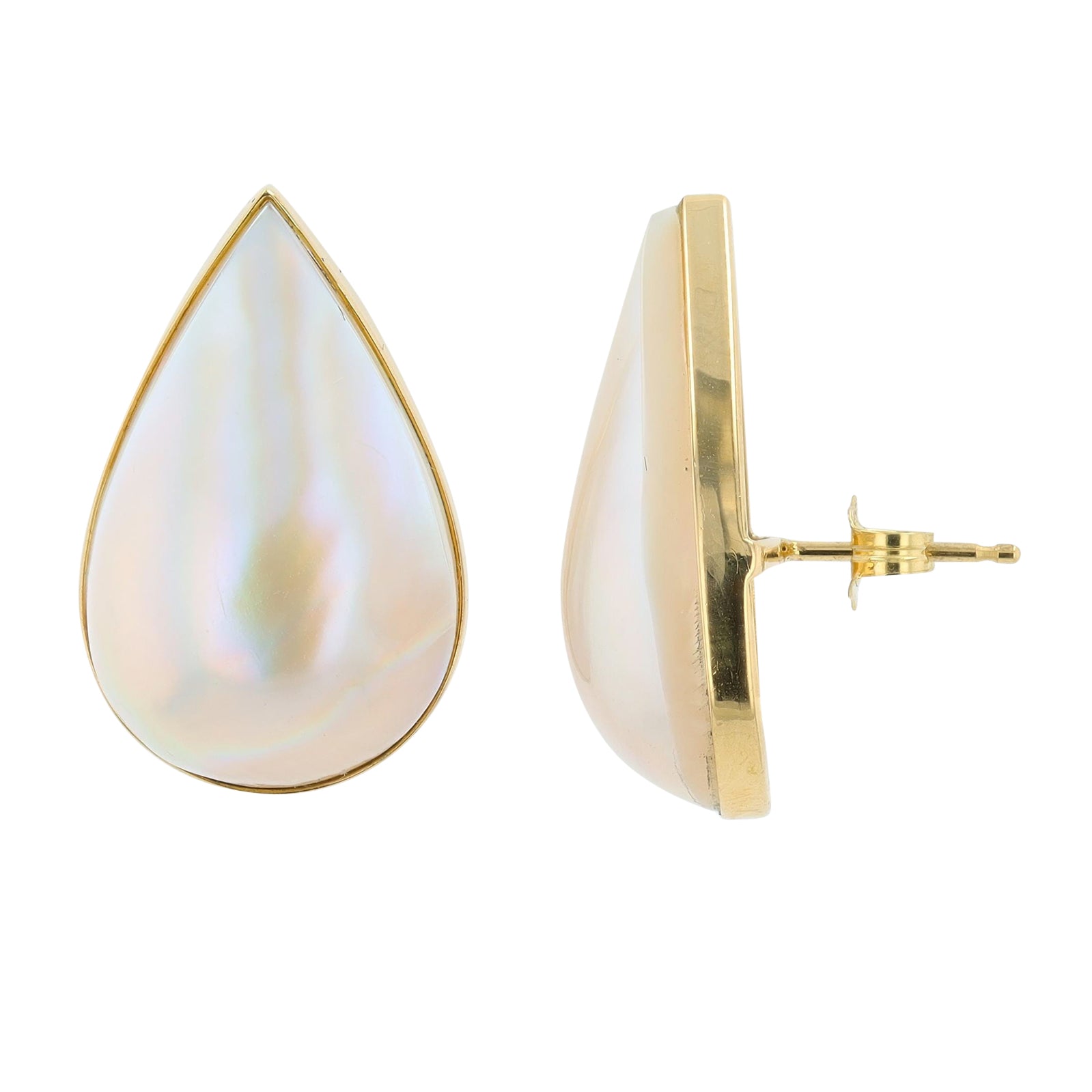 18K YG Mabe Pearl Earrings