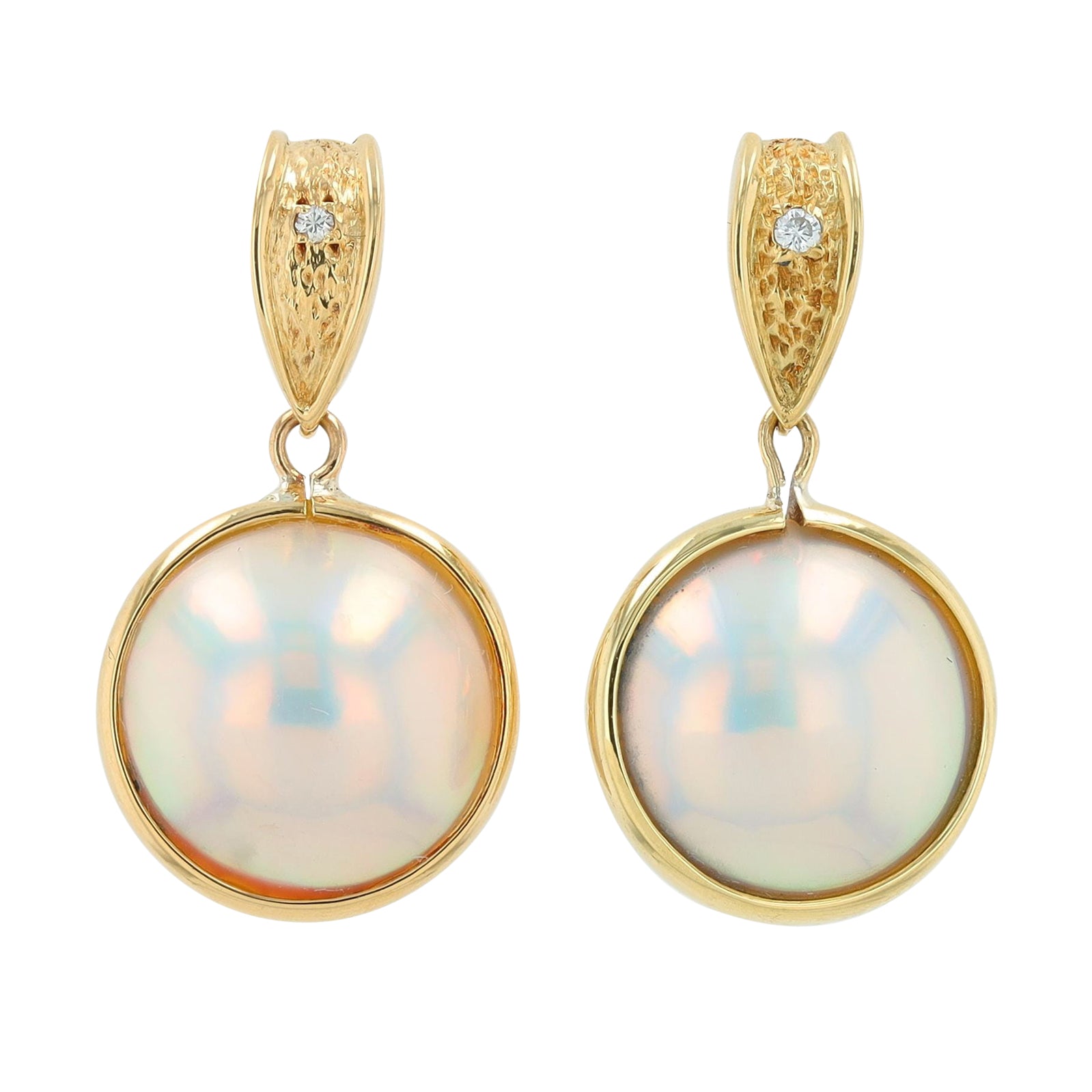 18K YG Mabe Pearl Dangle Earrings