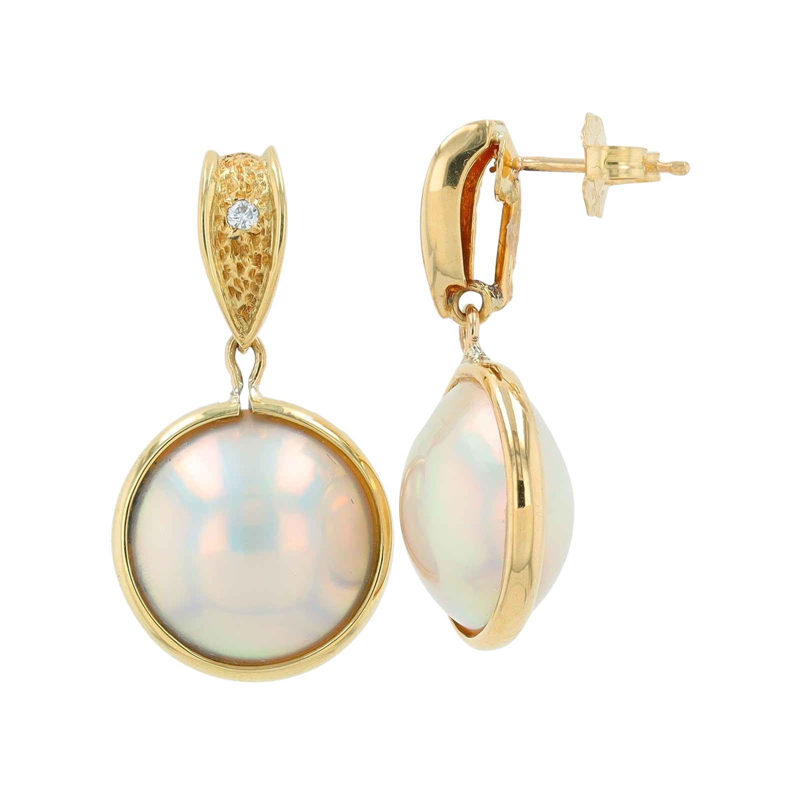 18K YG Mabe Pearl Dangle Earrings