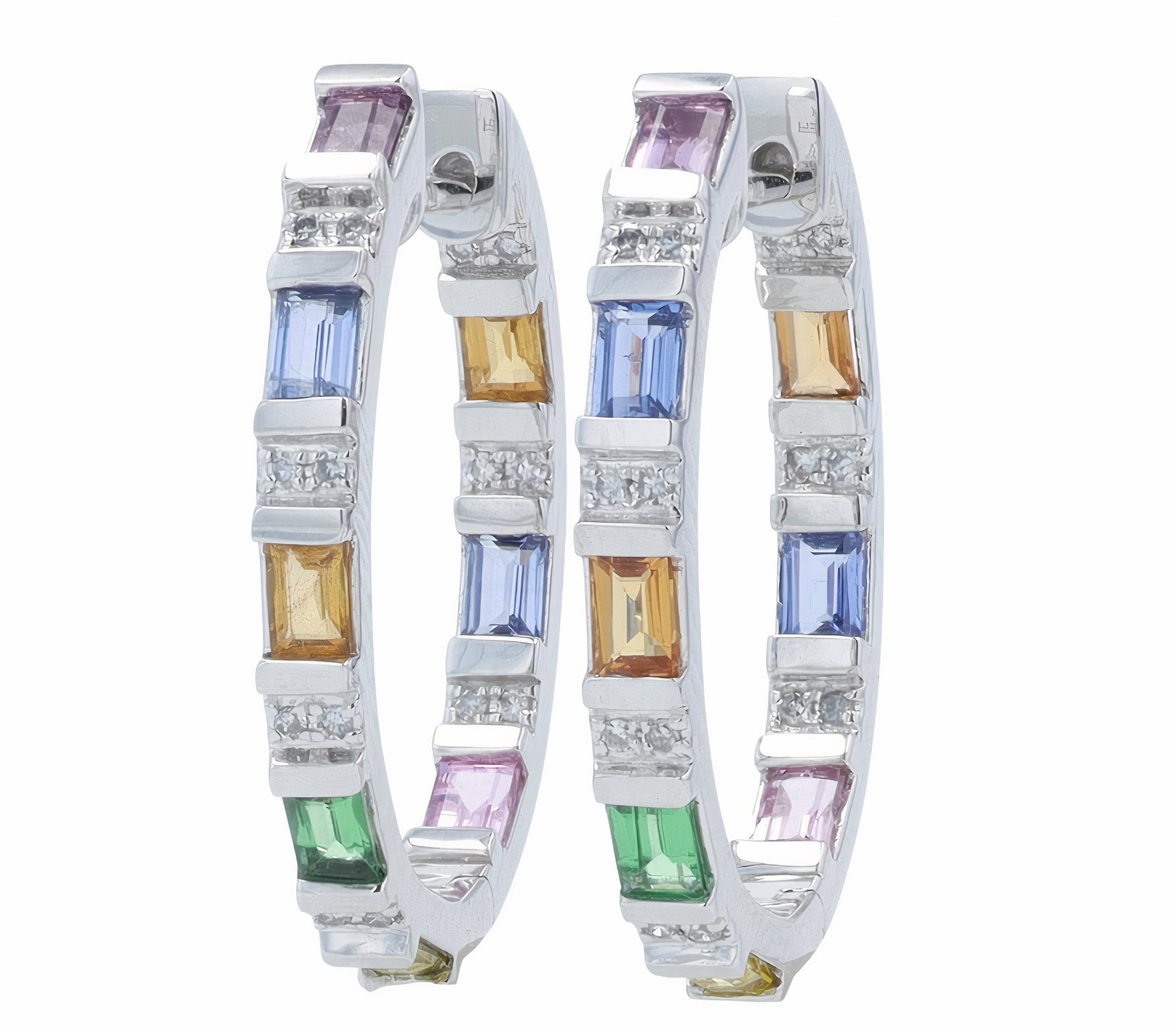 14K EFFY WG 1.27 CTW Multicolor Inside-Out Hoops