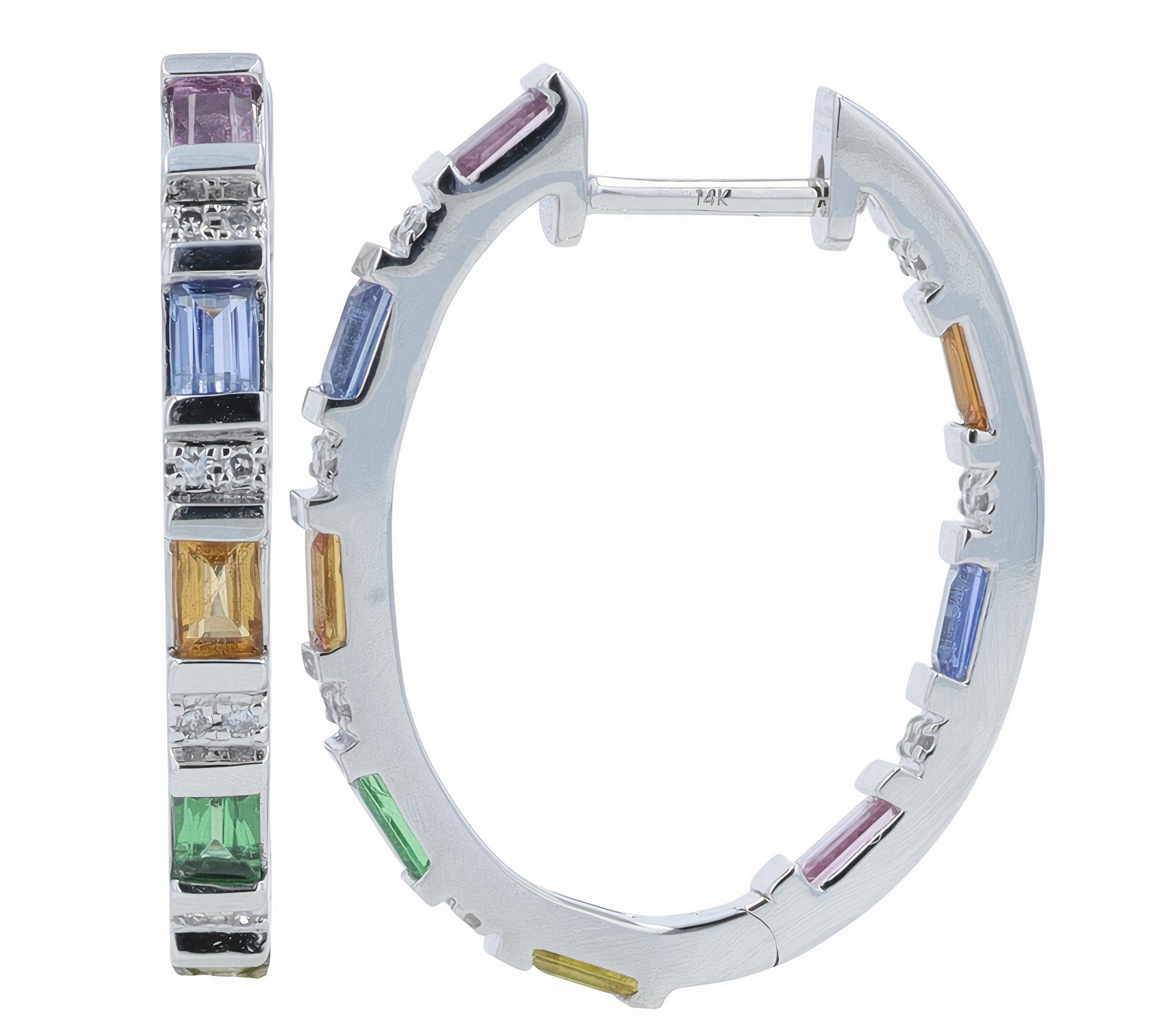 14K EFFY WG 1.27 CTW Multicolor Inside-Out Hoops
