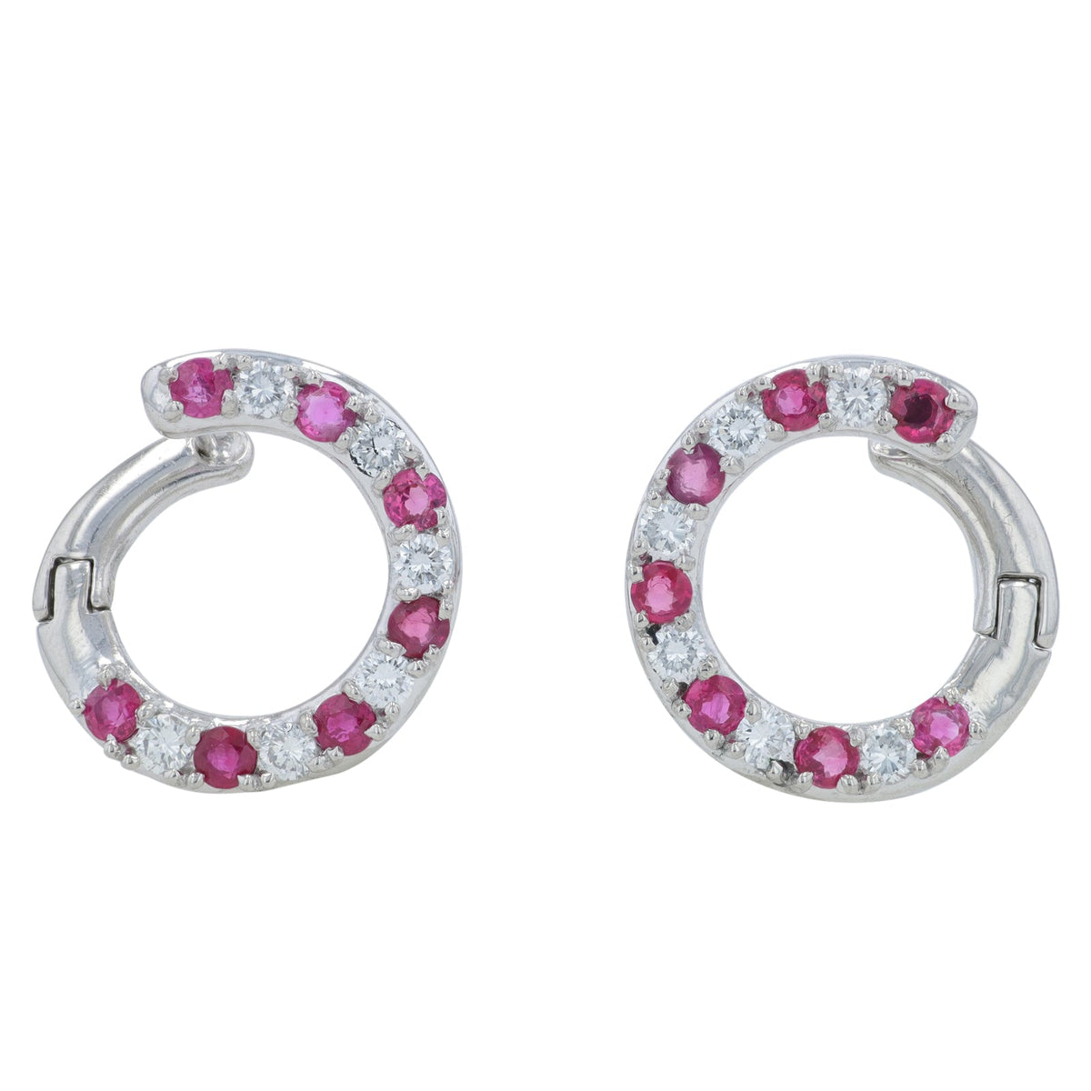 PT900 1.45 CT Ruby & 0.73 CT Diamond Front To Back Hoops