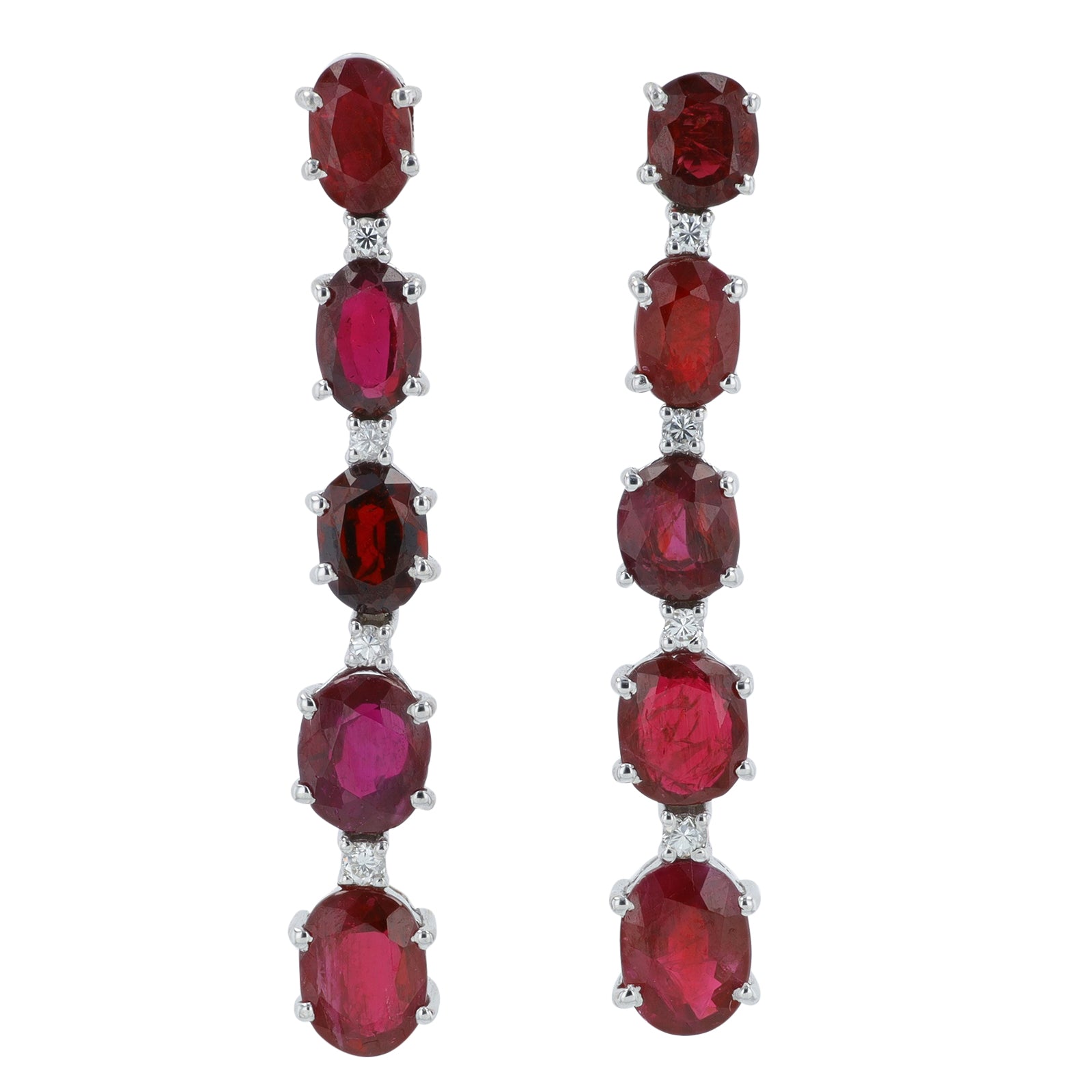 18K WG 8.50 CT Ruby Dangle Earrings