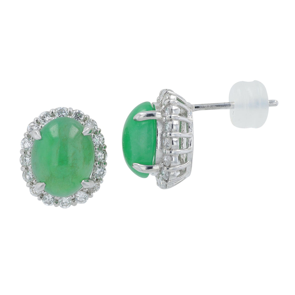 PT900 4.013 CT Jade Oval Earrings