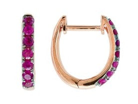 14K RG EFFY Ruby Hoops