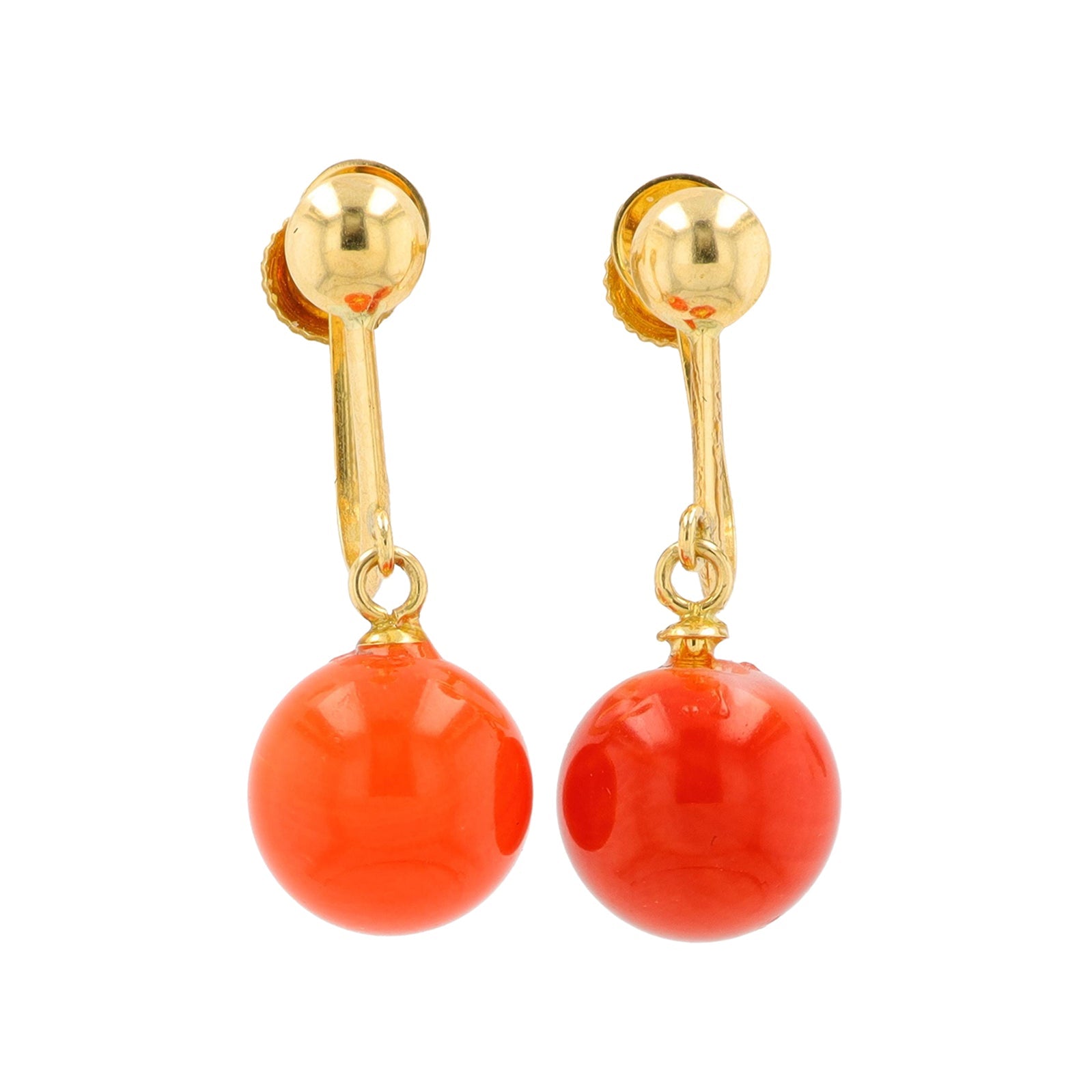 18K YG Coral Earrings