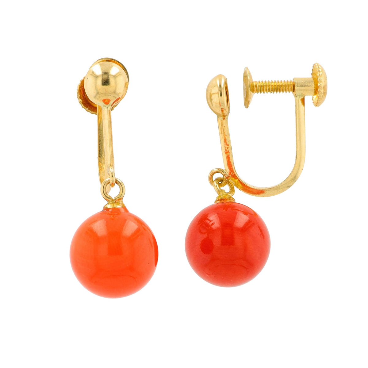 18K YG Coral Earrings