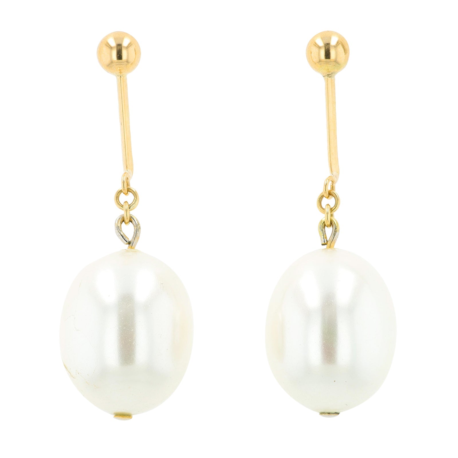 18K YG Pearl Drop Earrings