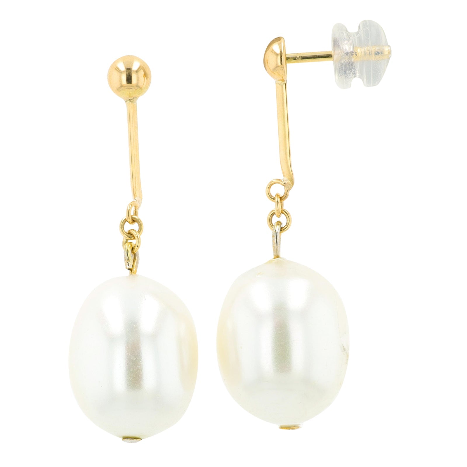 18K YG Pearl Drop Earrings