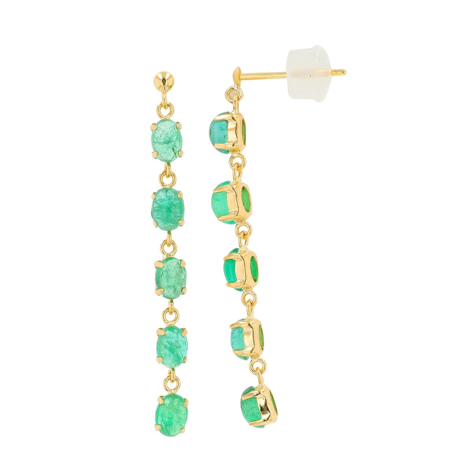 18K YG 1.77 CTW Emerald Dangle Earrings