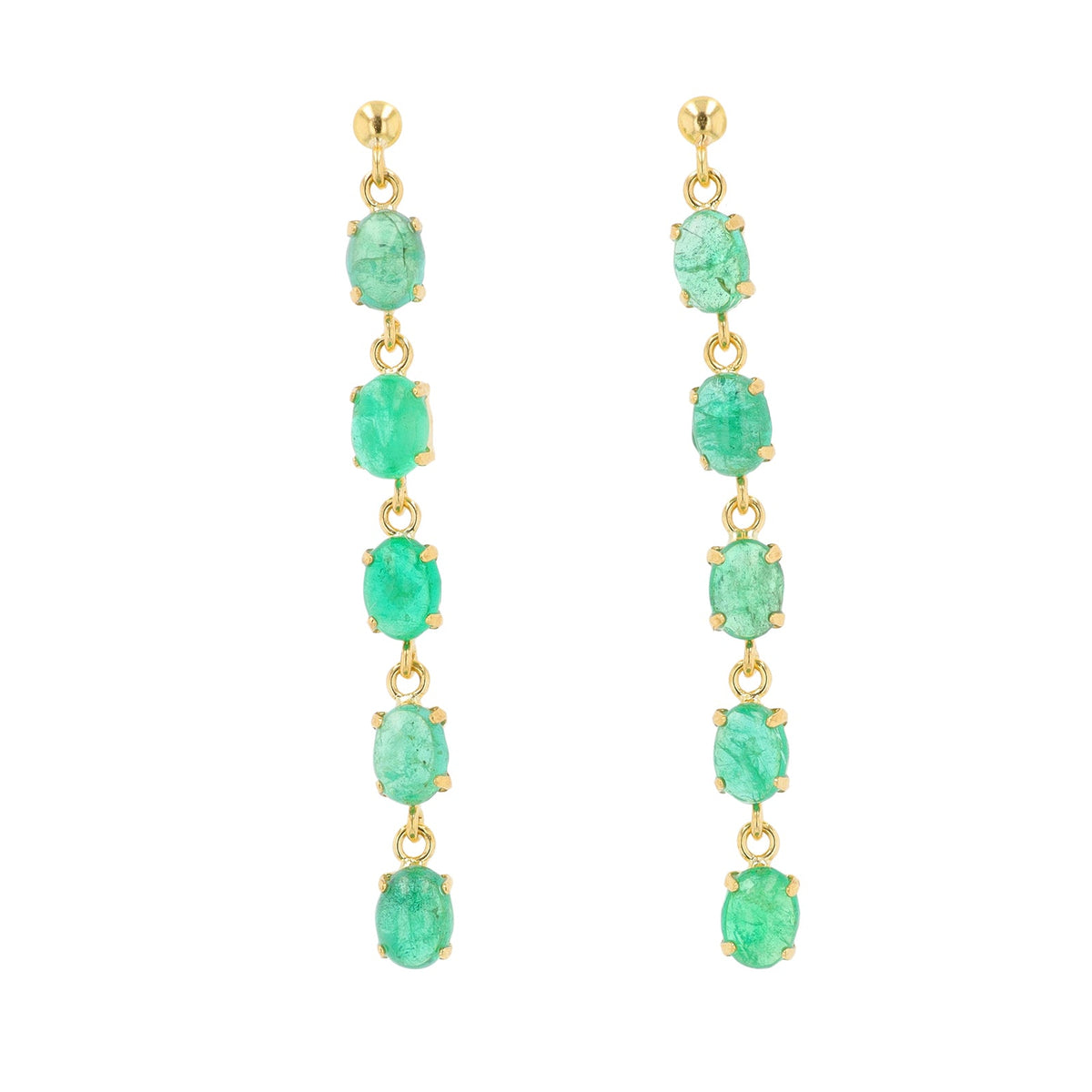 18K YG 1.77 CTW Emerald Dangle Earrings