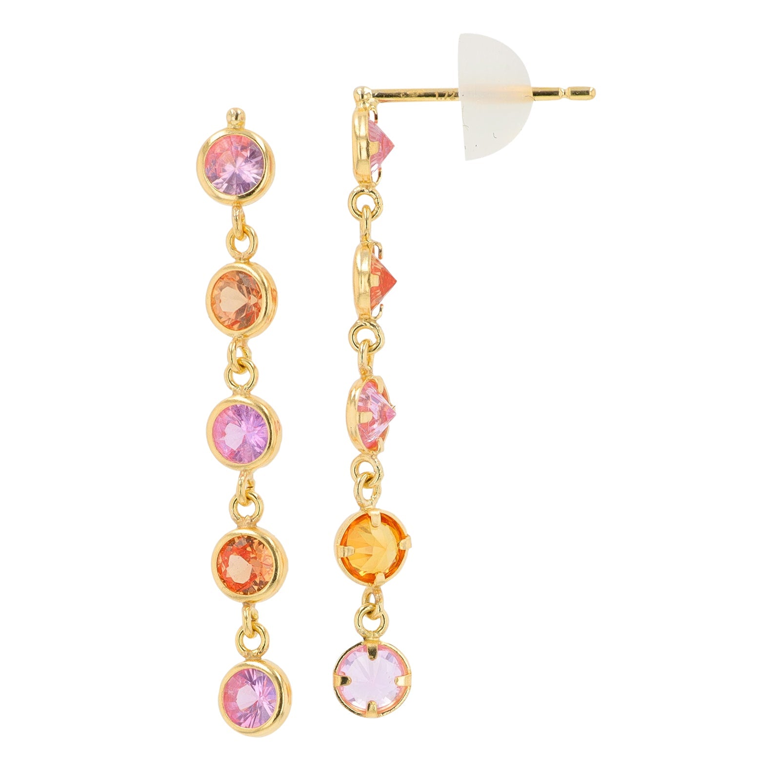 18K YG 1.72 CTW Multi Sapphire Dangle Earrings