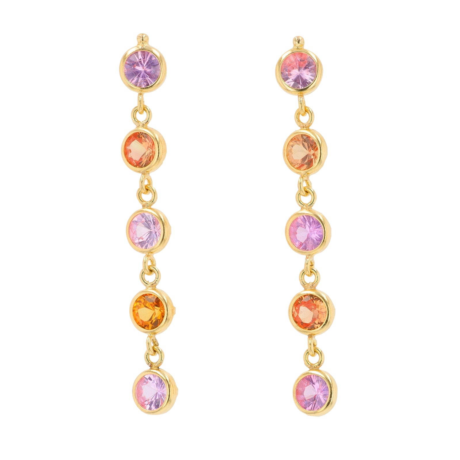 18K YG 1.72 CTW Multi Sapphire Dangle Earrings