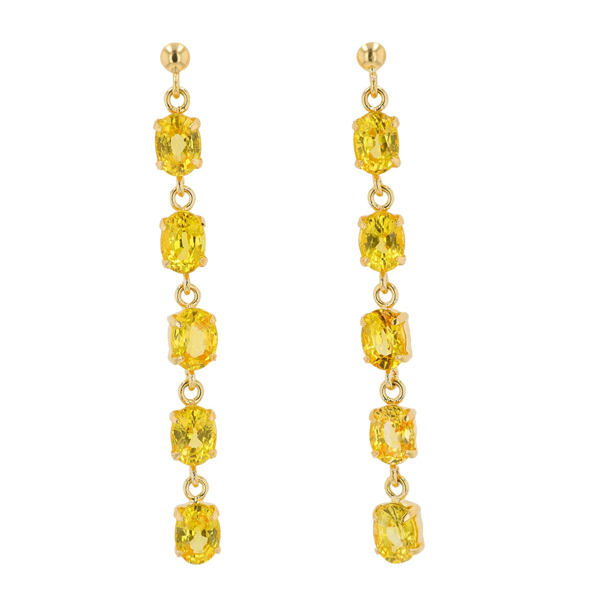 18K YG 2.34 CTW Yellow Sapphire Dangle Earrings