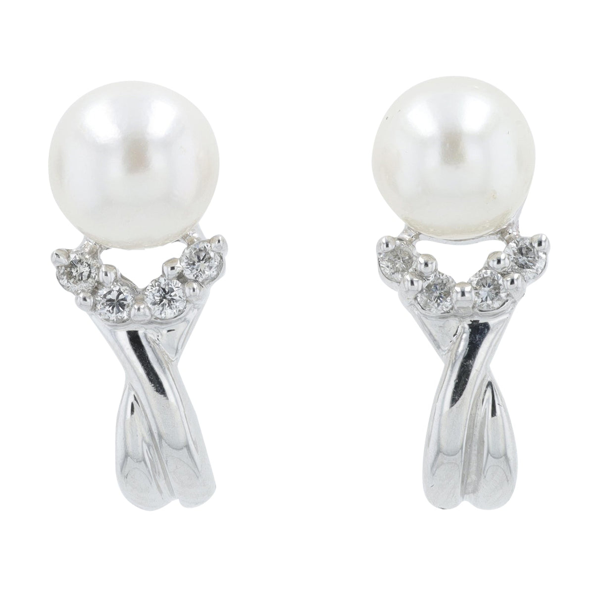 14K WG Pearl J-Hoops