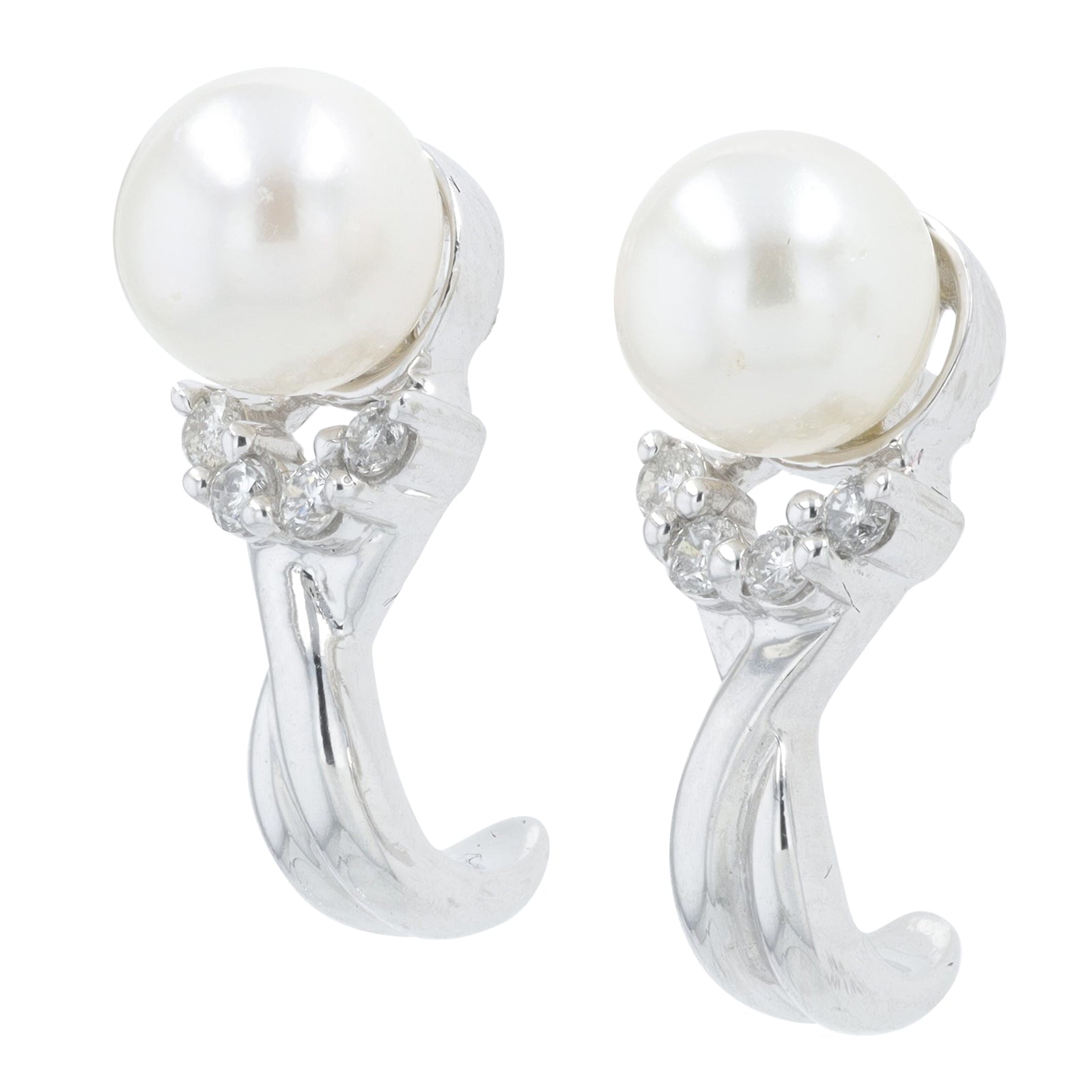 14K WG Pearl J-Hoops