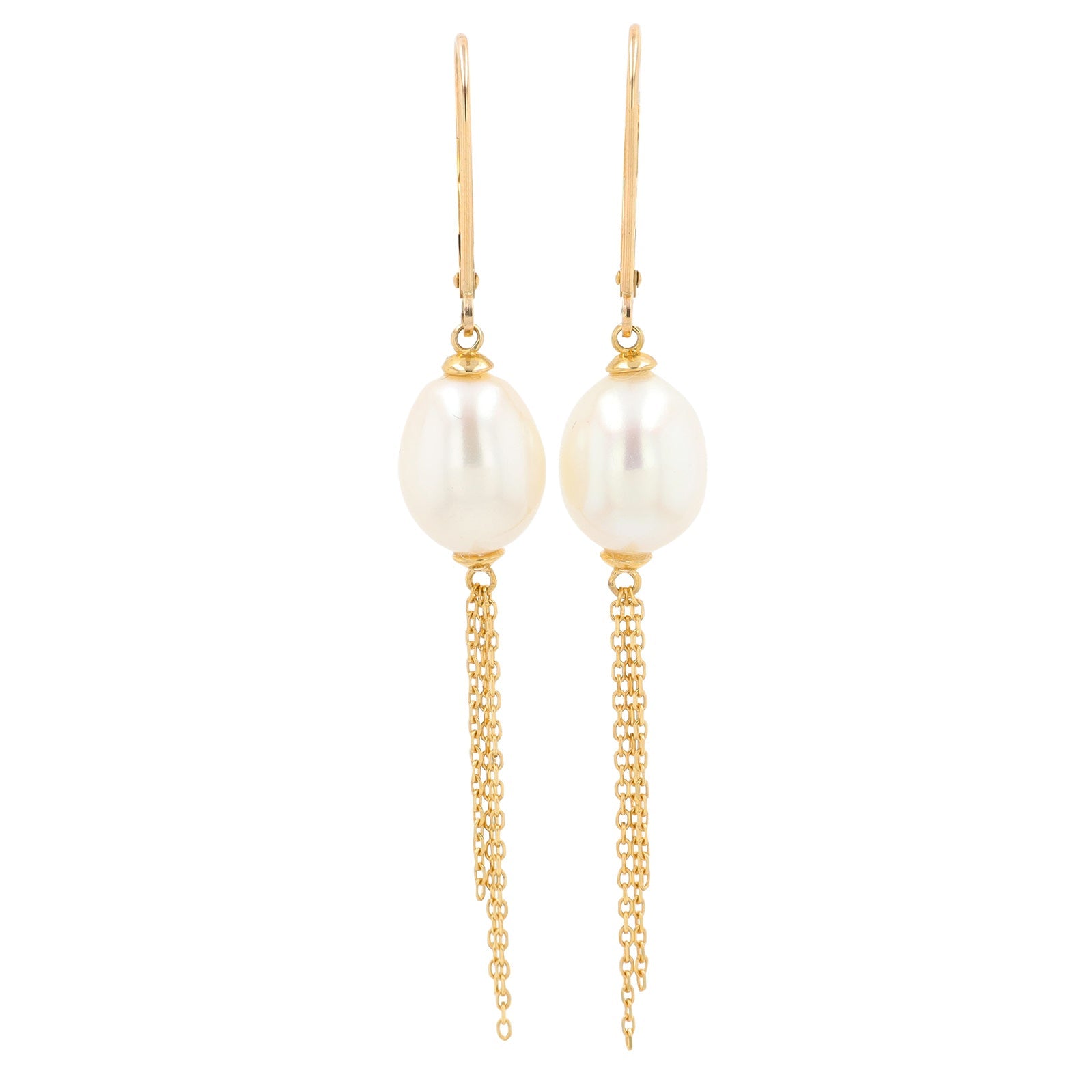 10K YG 9 - 10 MM Pearl Earrings