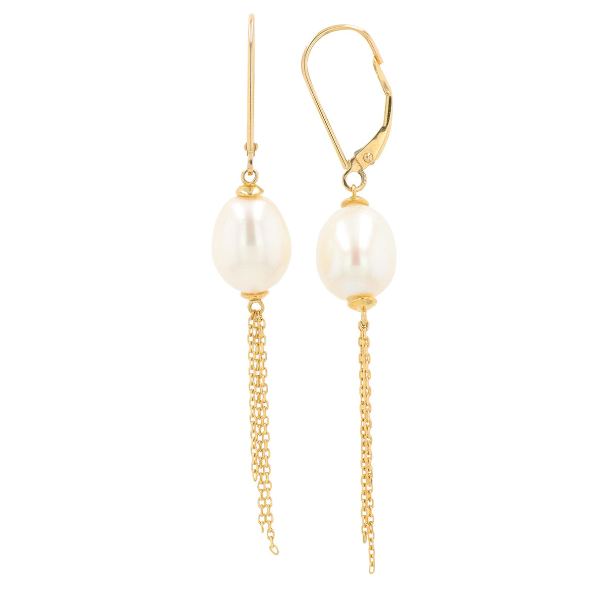 10K YG 9 - 10 MM Pearl Earrings