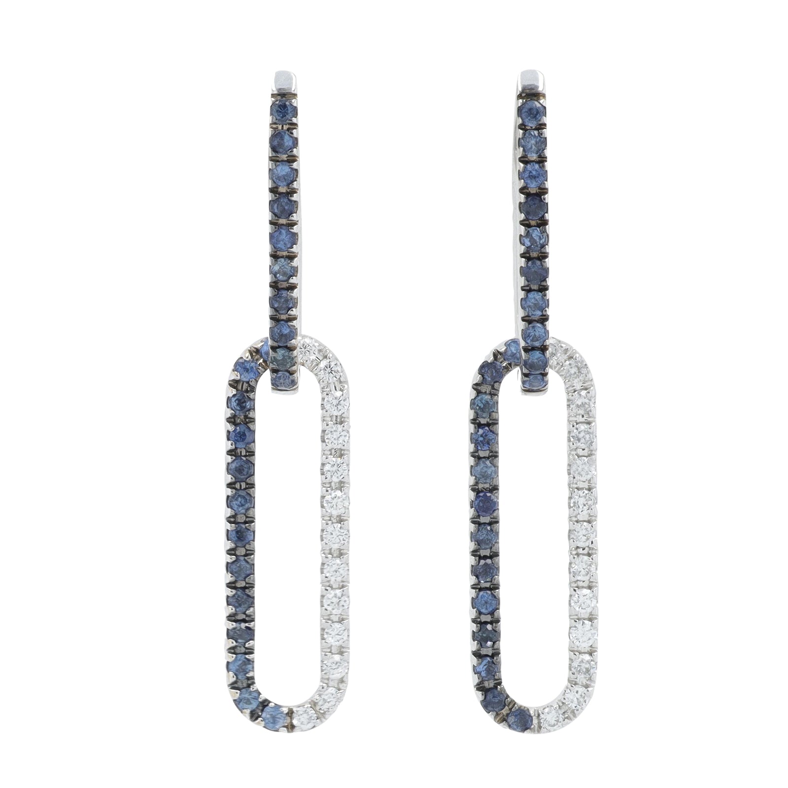 18K WG .50 CTW Sapphire Link Earrings
