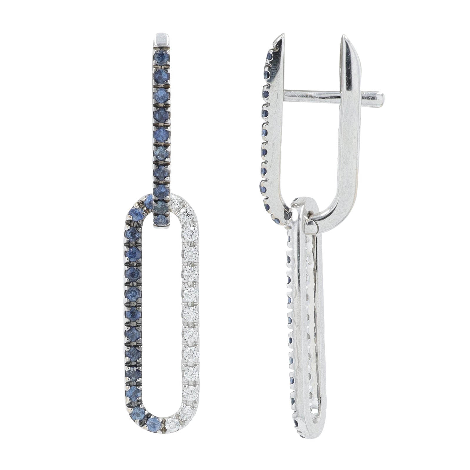 18K WG .50 CTW Sapphire Link Earrings
