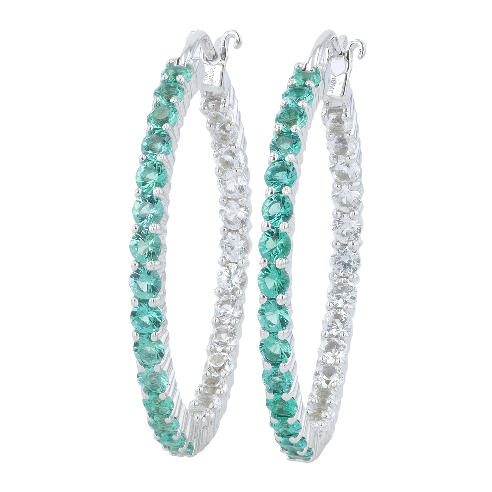 10K WG Created Gemstone Inside-Out Hoops<p><strong>More Colors Available</p></strong>
