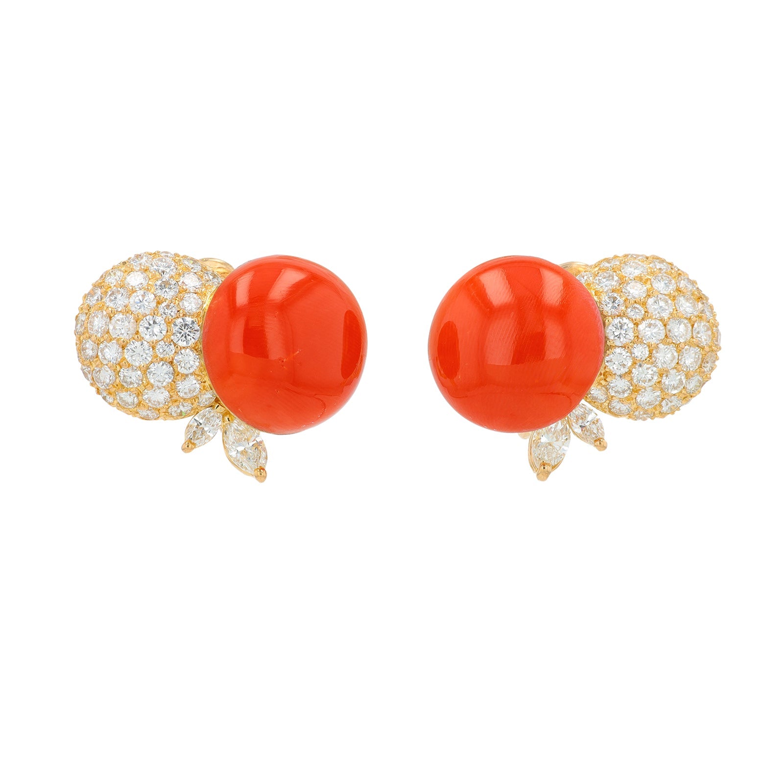 18K YG 16.94 CT Coral Earrings