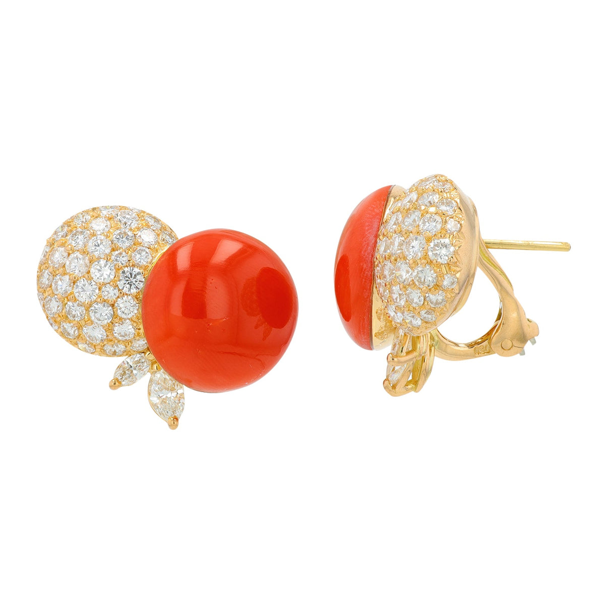 18K YG 16.94 CT Coral Earrings