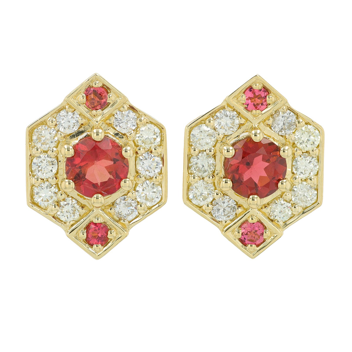 14K YG 1.11 CT Pink Tourmaline Earrings