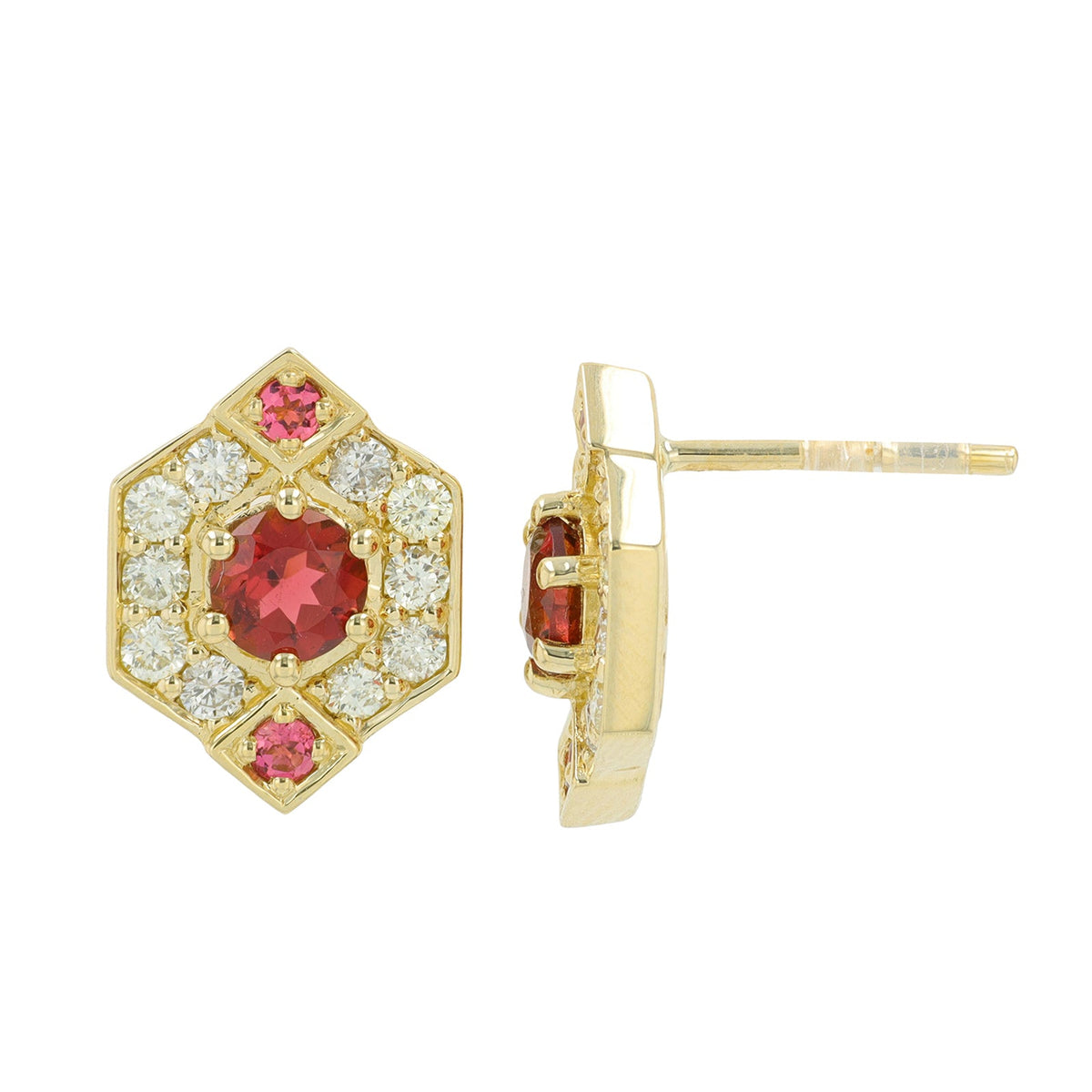 14K YG 1.11 CT Pink Tourmaline Earrings