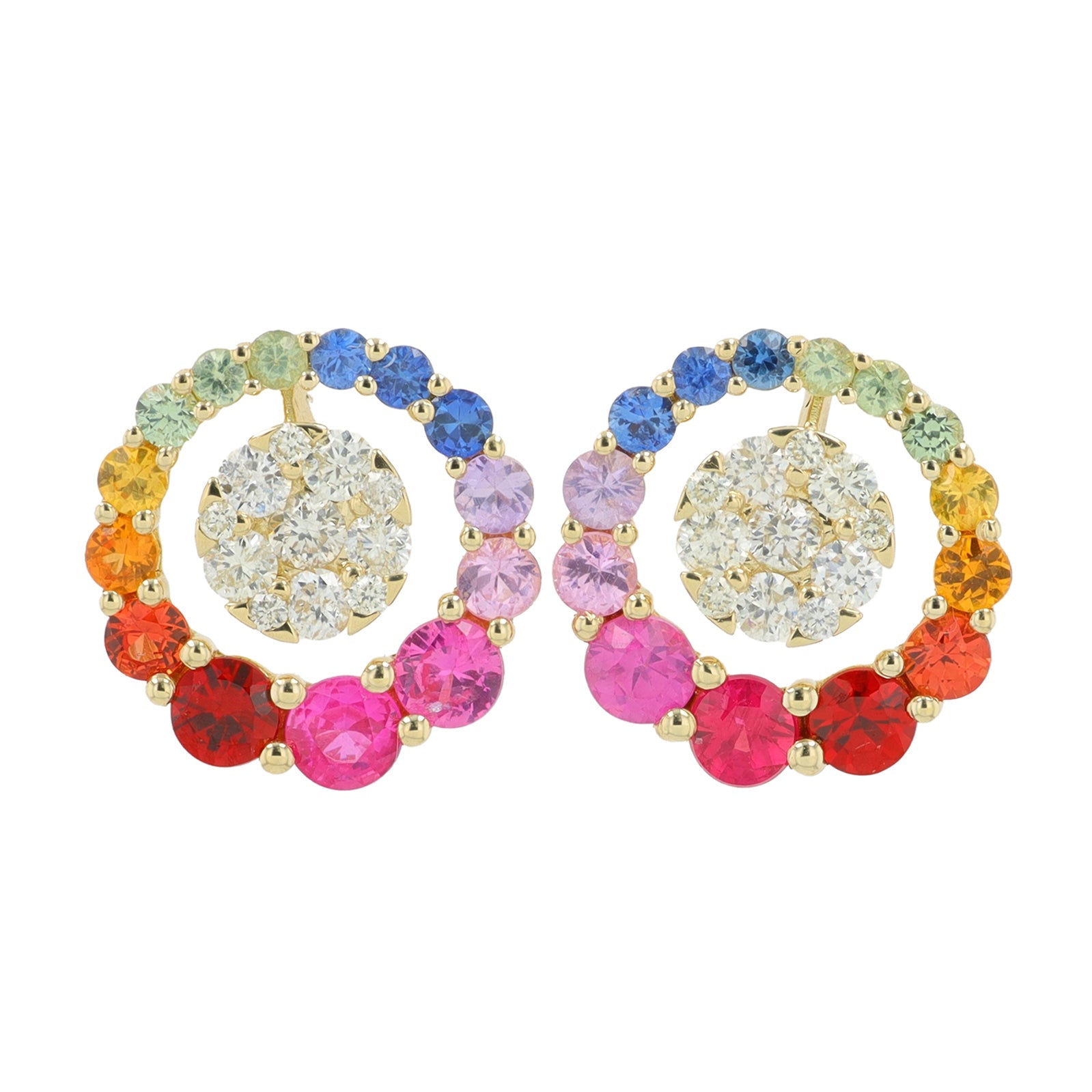 14K YG 1.50 CTW Multi Sapphire Studs