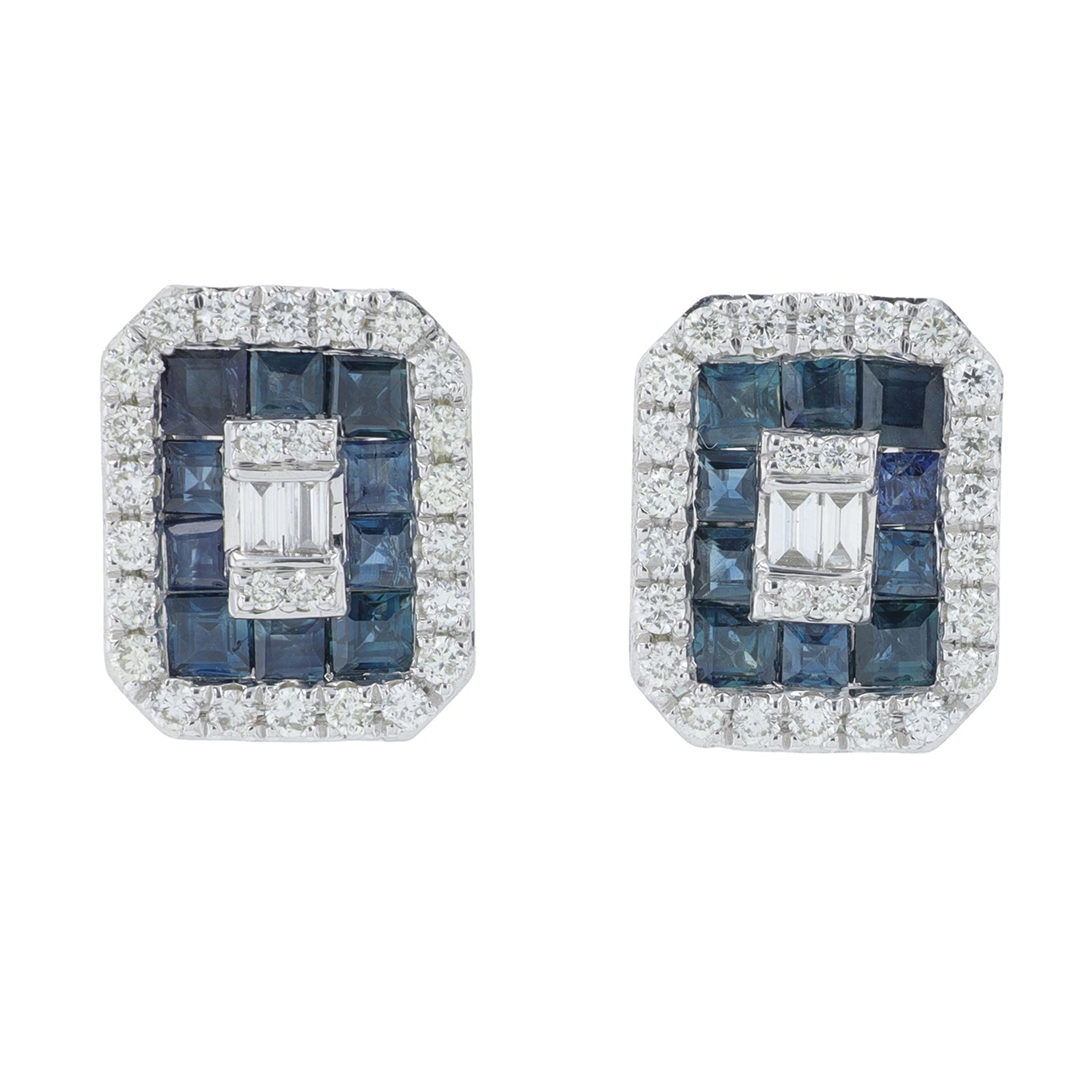 14K WG 1.25 CTW Sapphire Earrings