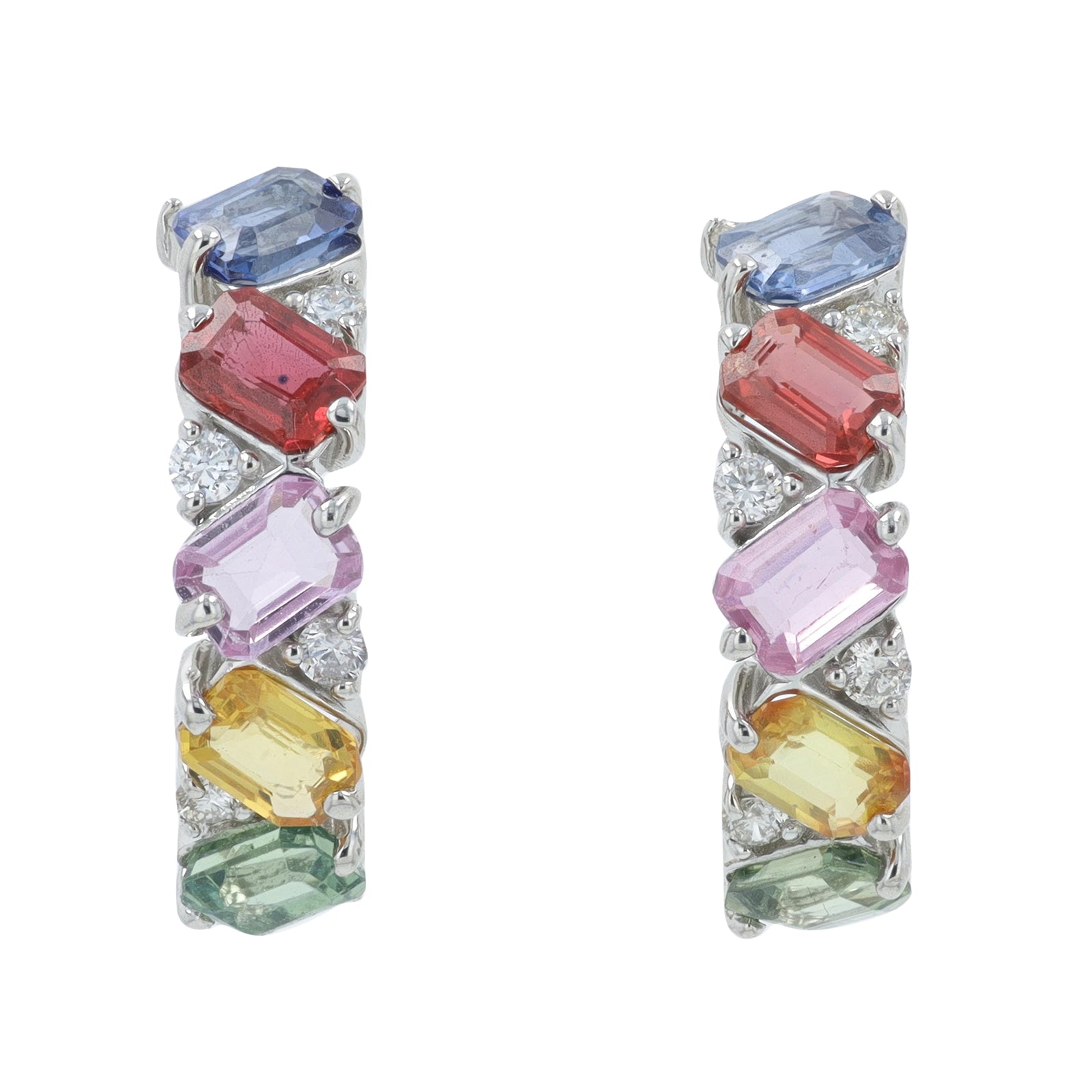 PT900 2.54 CTW Multi Sapphire C-Hoops