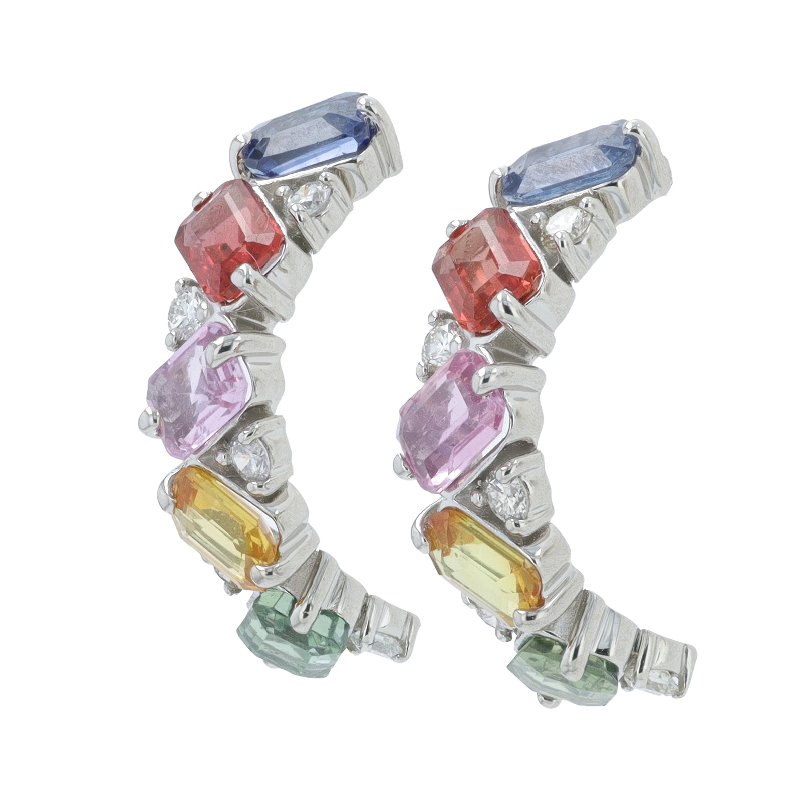 PT900 2.54 CTW Multi Sapphire C-Hoops