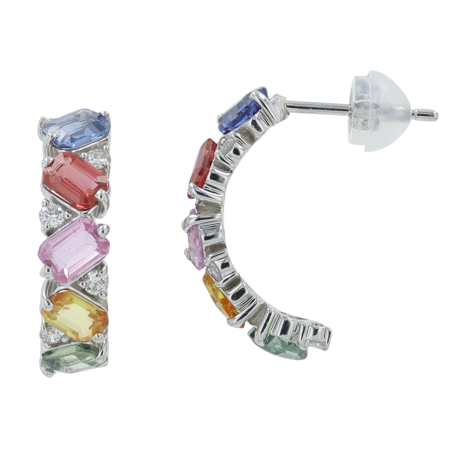 PT900 2.54 CTW Multi Sapphire C-Hoops
