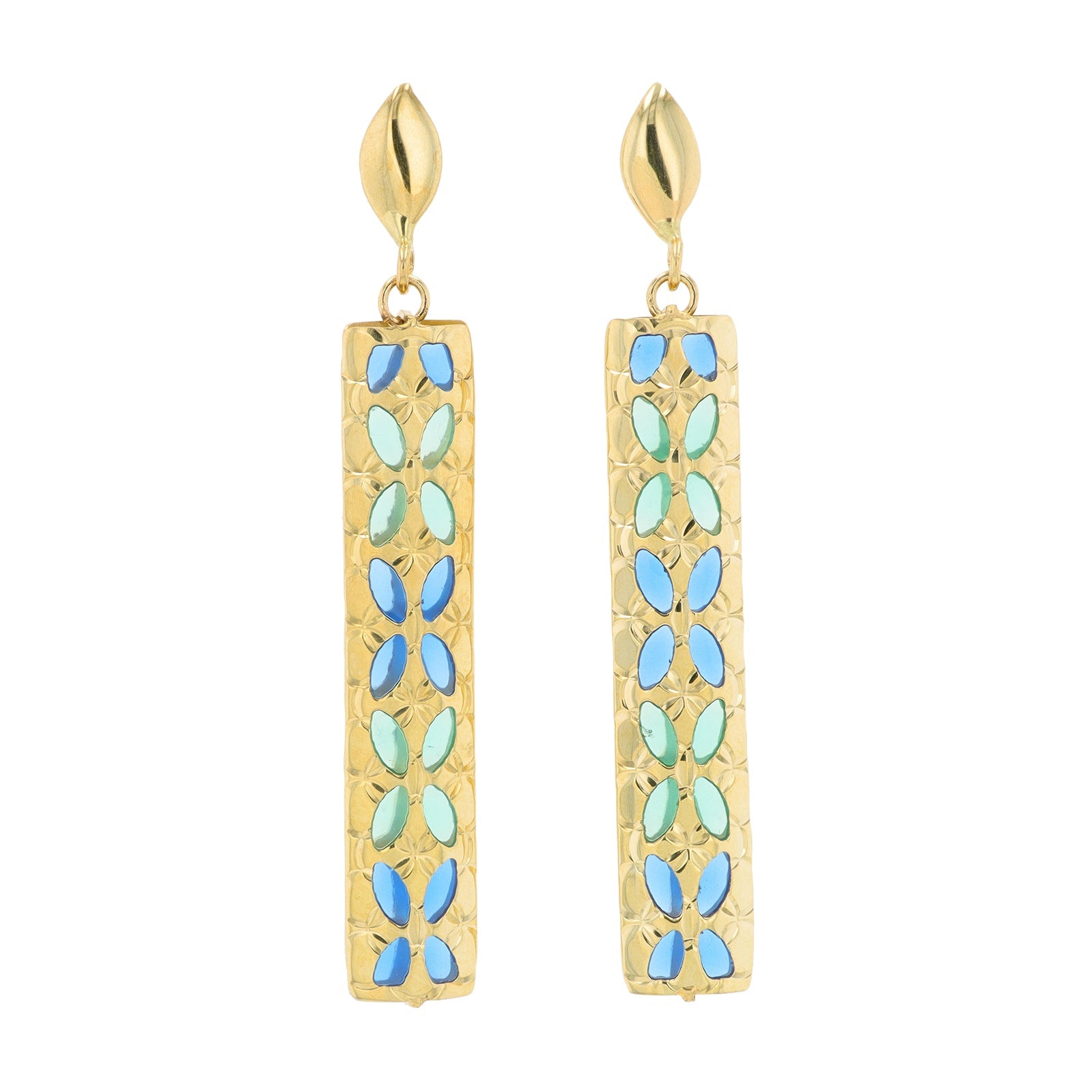14K YG Enamel Earrings